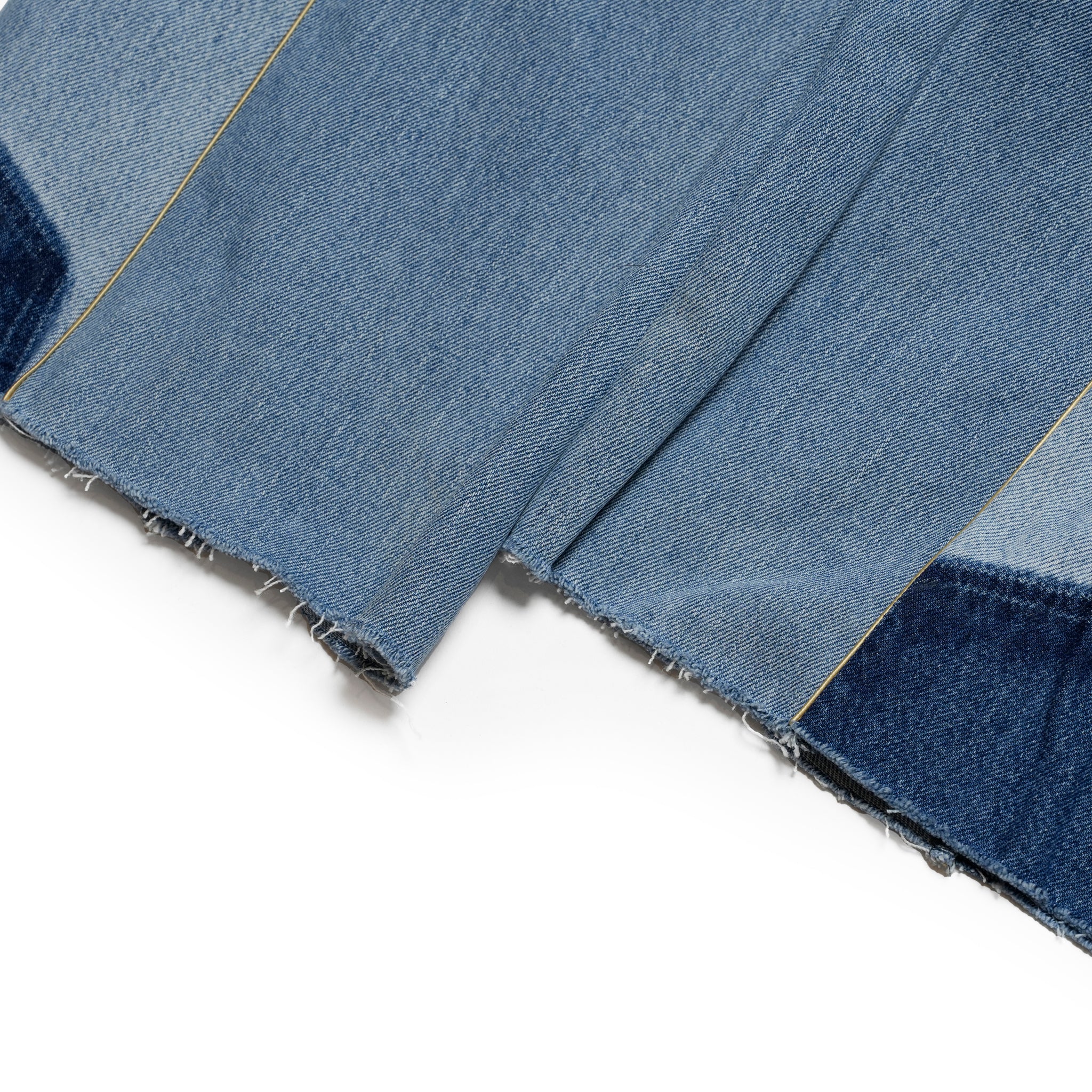 mate-270 | wフレアデニム | Color:Blue | Size:S【REHERSALL_リハーズオール】