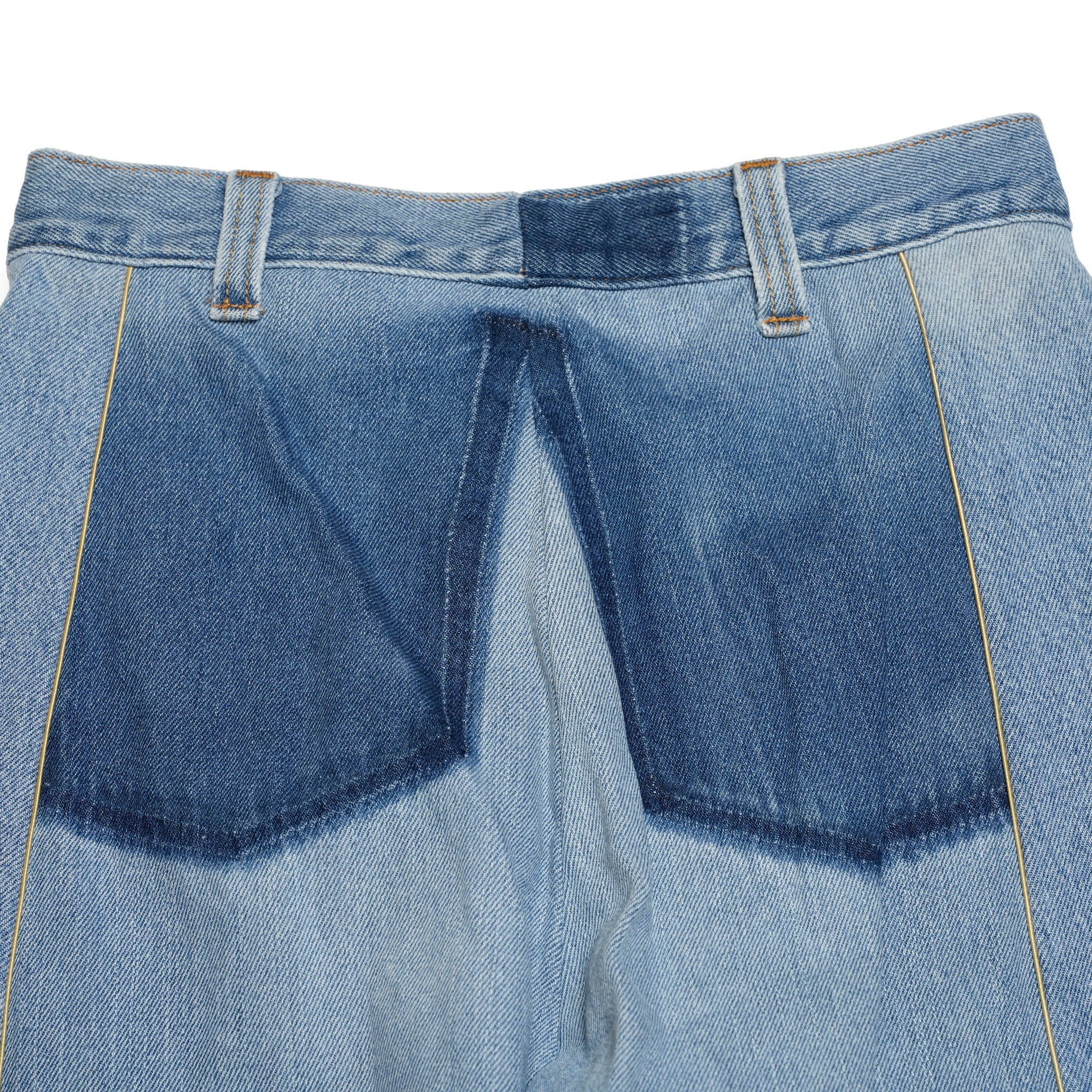 mate-270 | wフレアデニム | Color:Blue | Size:S【REHERSALL_リハーズオール】