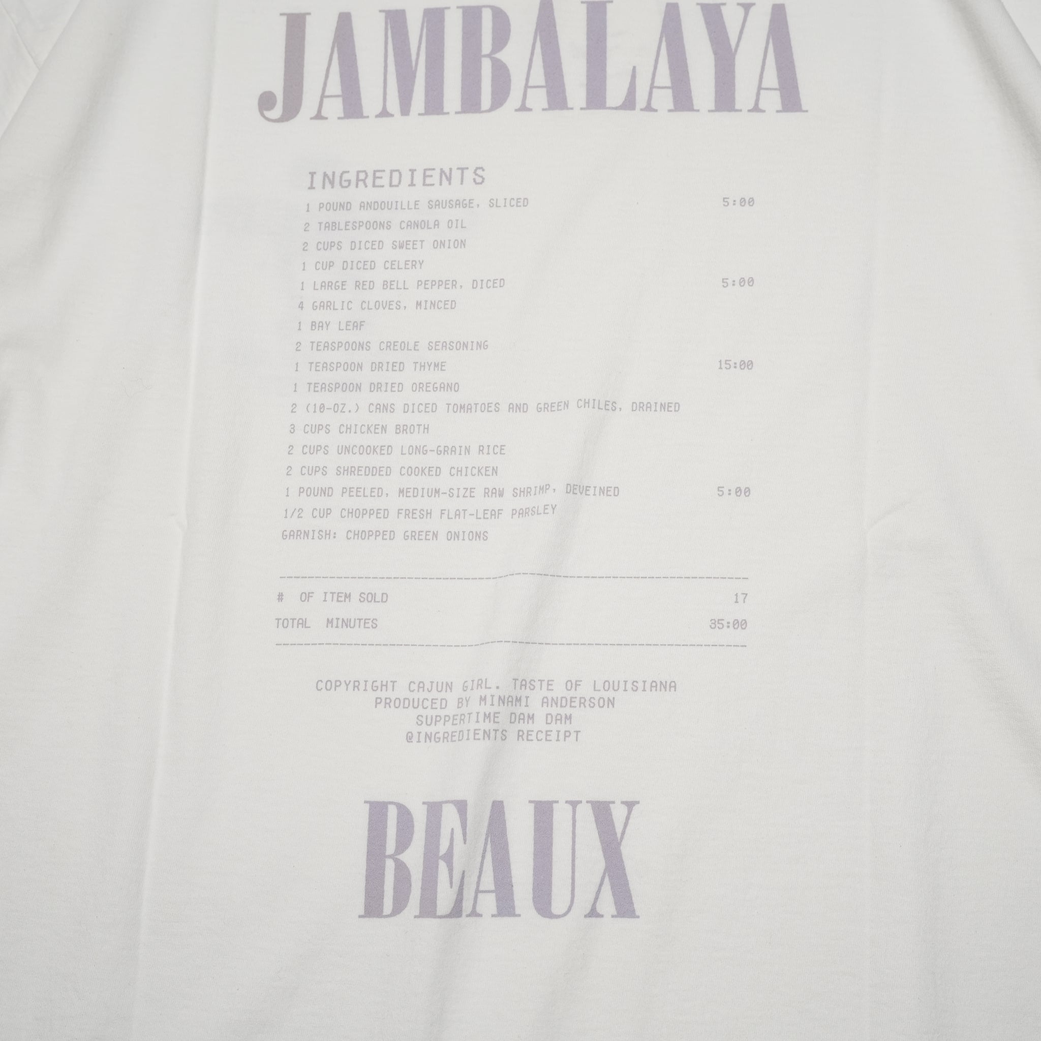 24#03-4010-0_WAB | CAJUN GlRL BAND-TEE "JAMBALAYA"-WHT_AB【MINAMI ANDERSON_ミナミアンダーソン】【ネコポス選択可能】