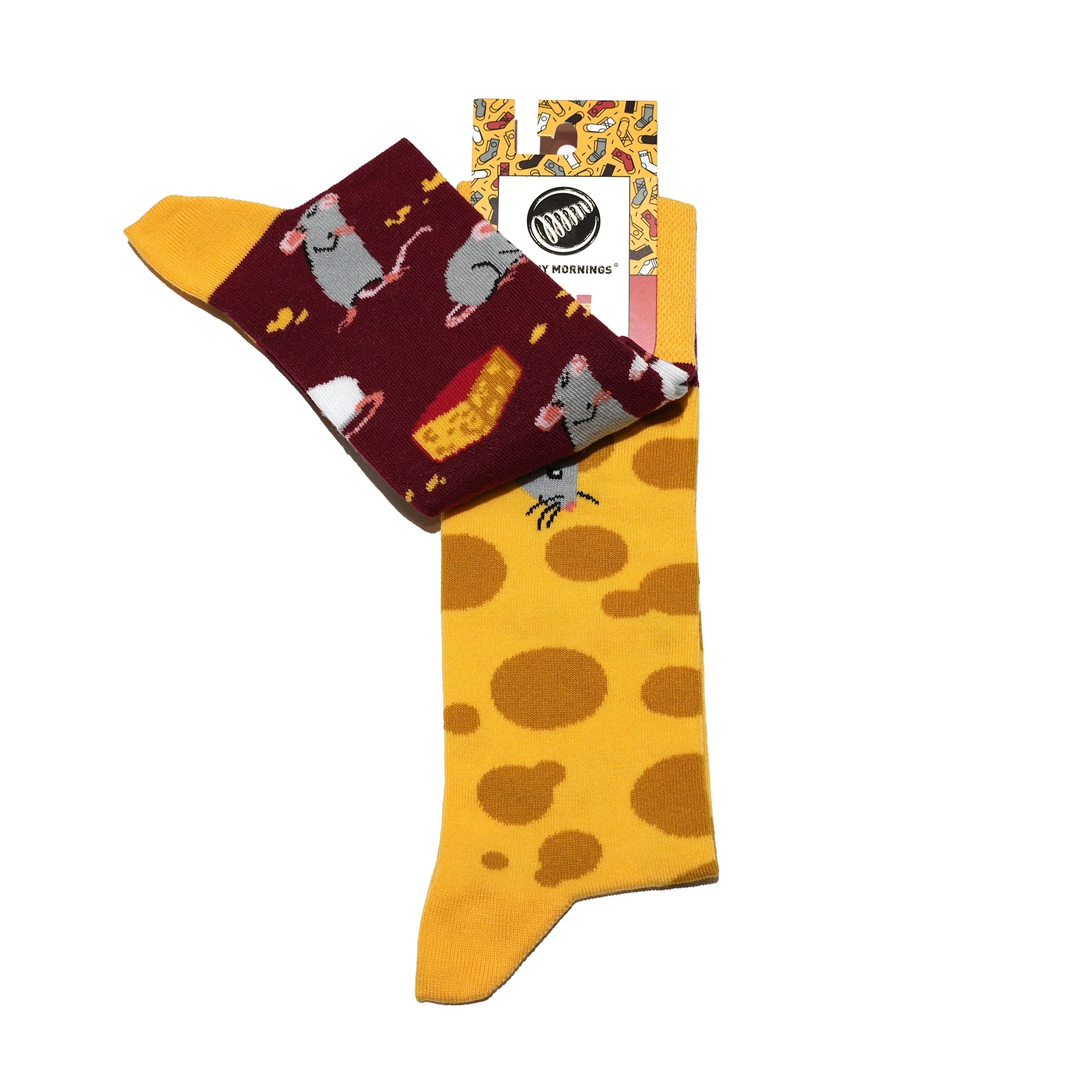 many mornings reguler socks / Mouse & Cheese【many mornings メニ―モーニングス】【ネコポス選択可能】