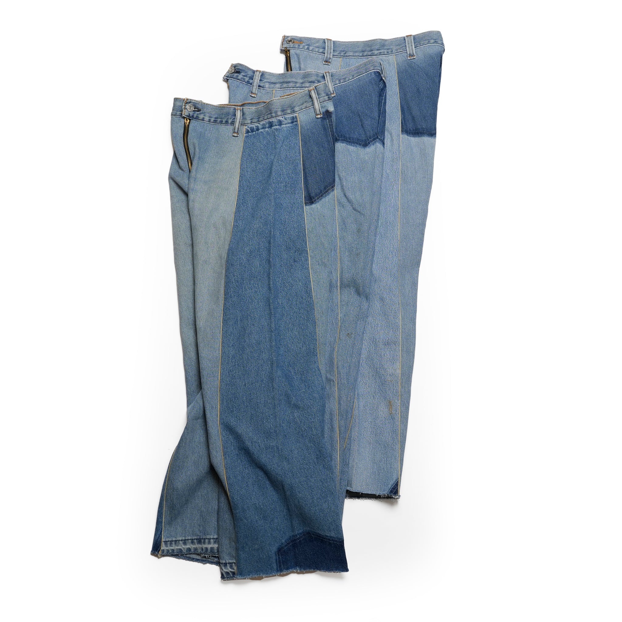 mate-270 | wフレアデニム | Color:Blue | Size:S【REHERSALL_リハーズオール】