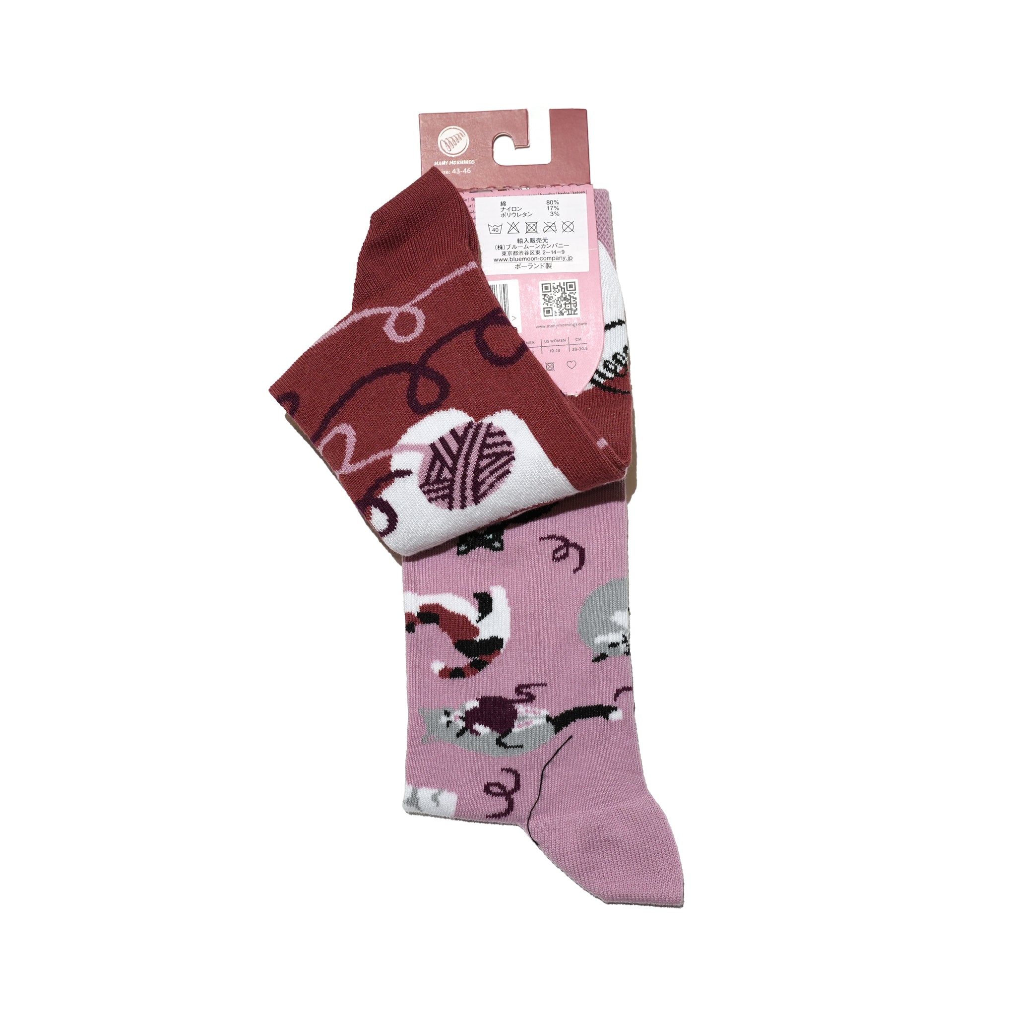 many mornings reguler socks / Playful Cat【many mornings メニ―モーニングス】【ネコポス選択可能】