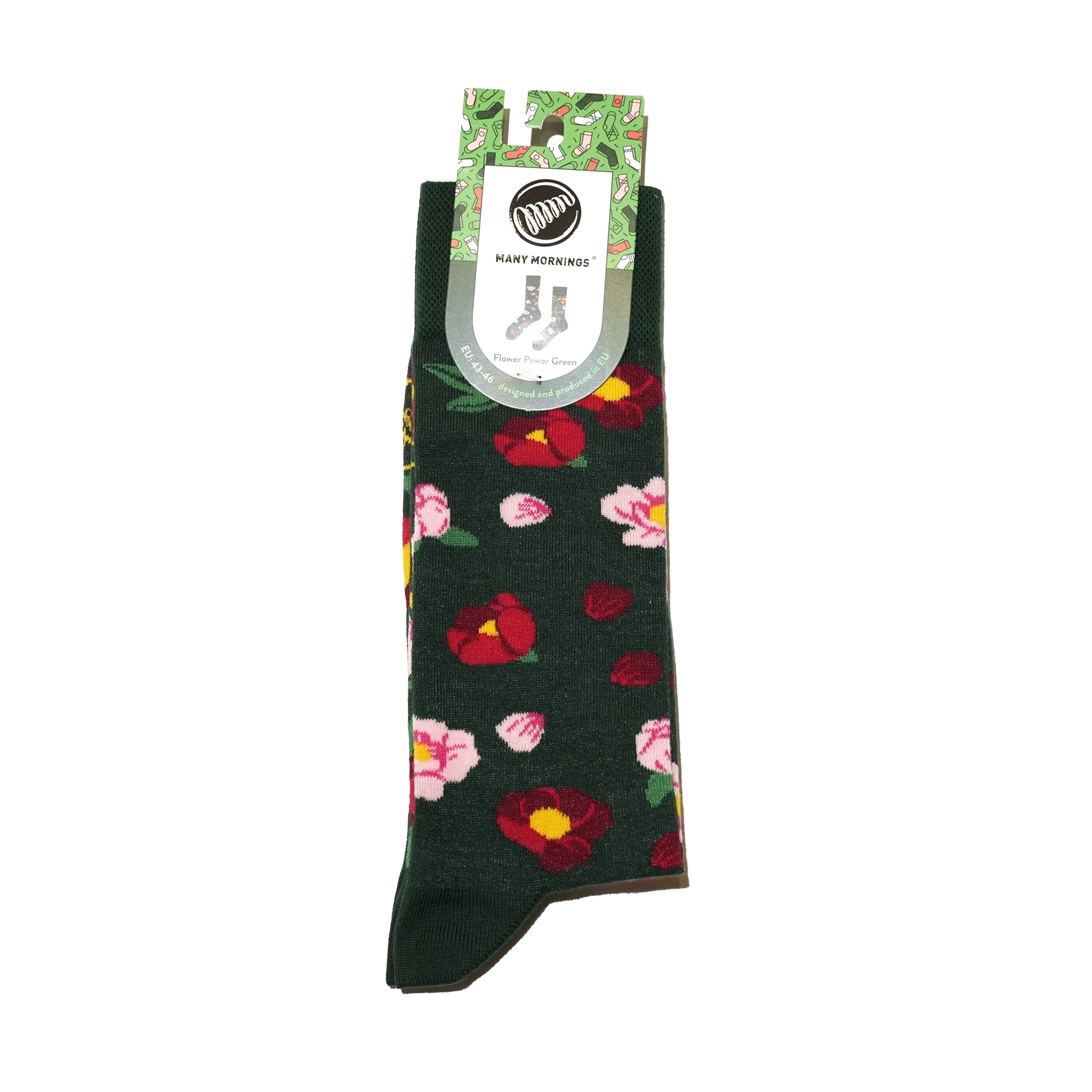 reguler socks / Flower Power Green【many mornings メニ―モーニングス】【ネコポス選択可能】