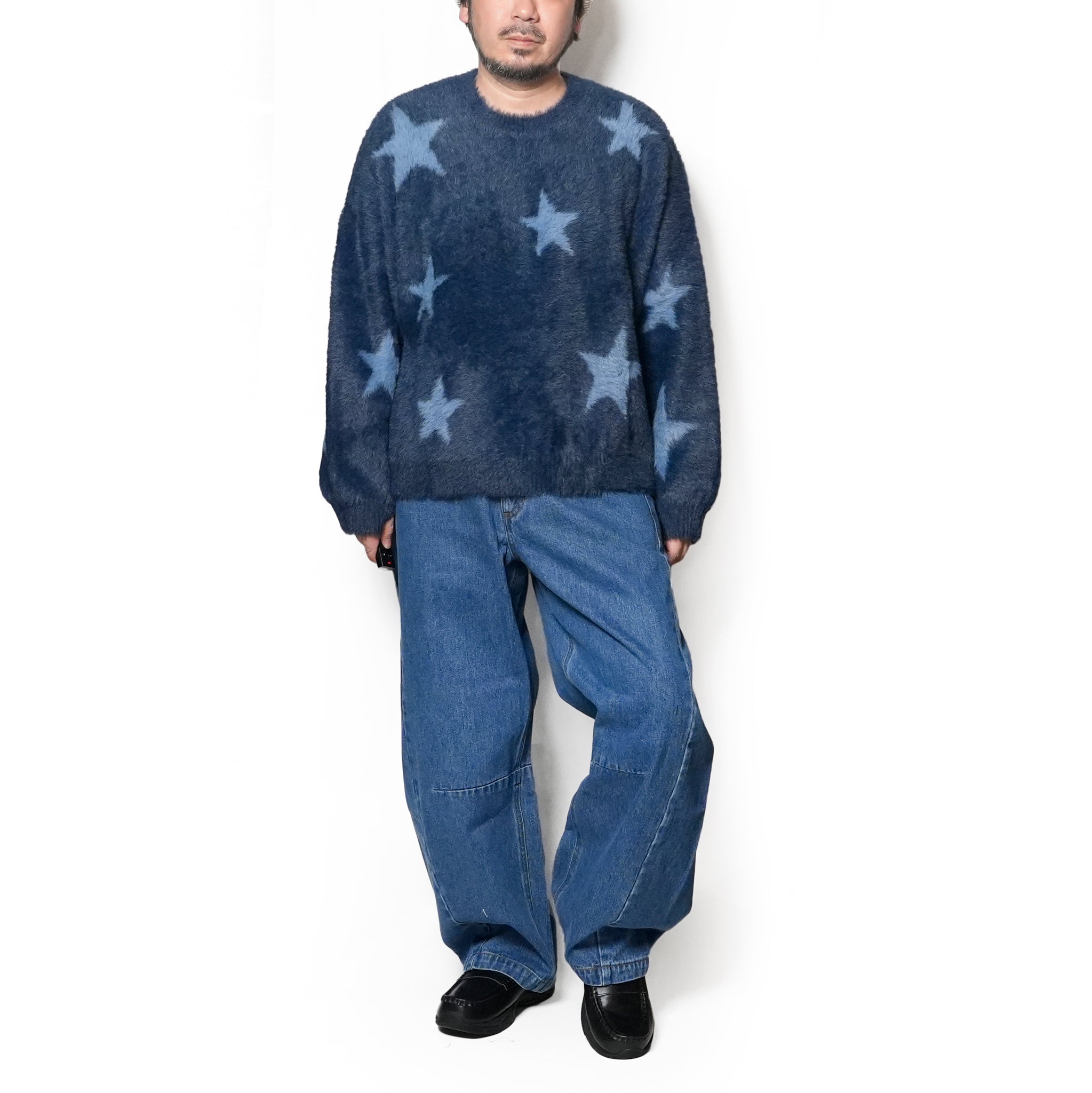 FLUFFY STAR LONGSLEEVE KNIT SWEATER | Color_Blue | No_27140a_blue【ONE TEASPOON_ワンティースプーン】