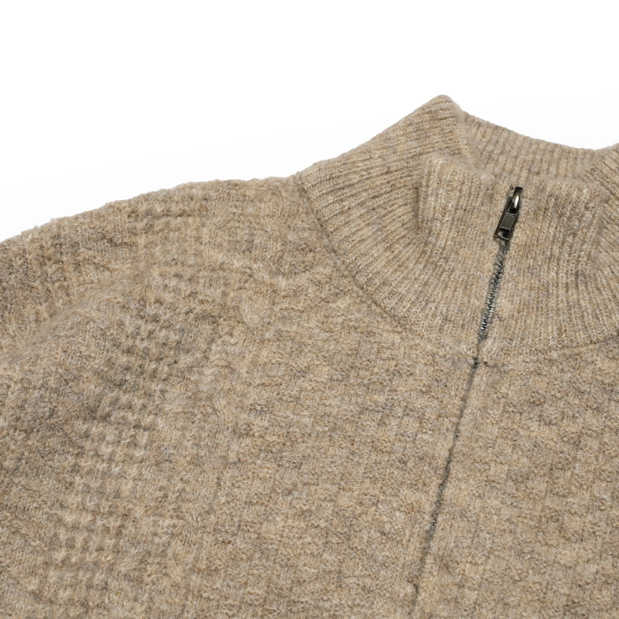 mix yarn knit zip | Color_Beige | No_M-2503452【MODEM DESIGN_モデムデザイン】