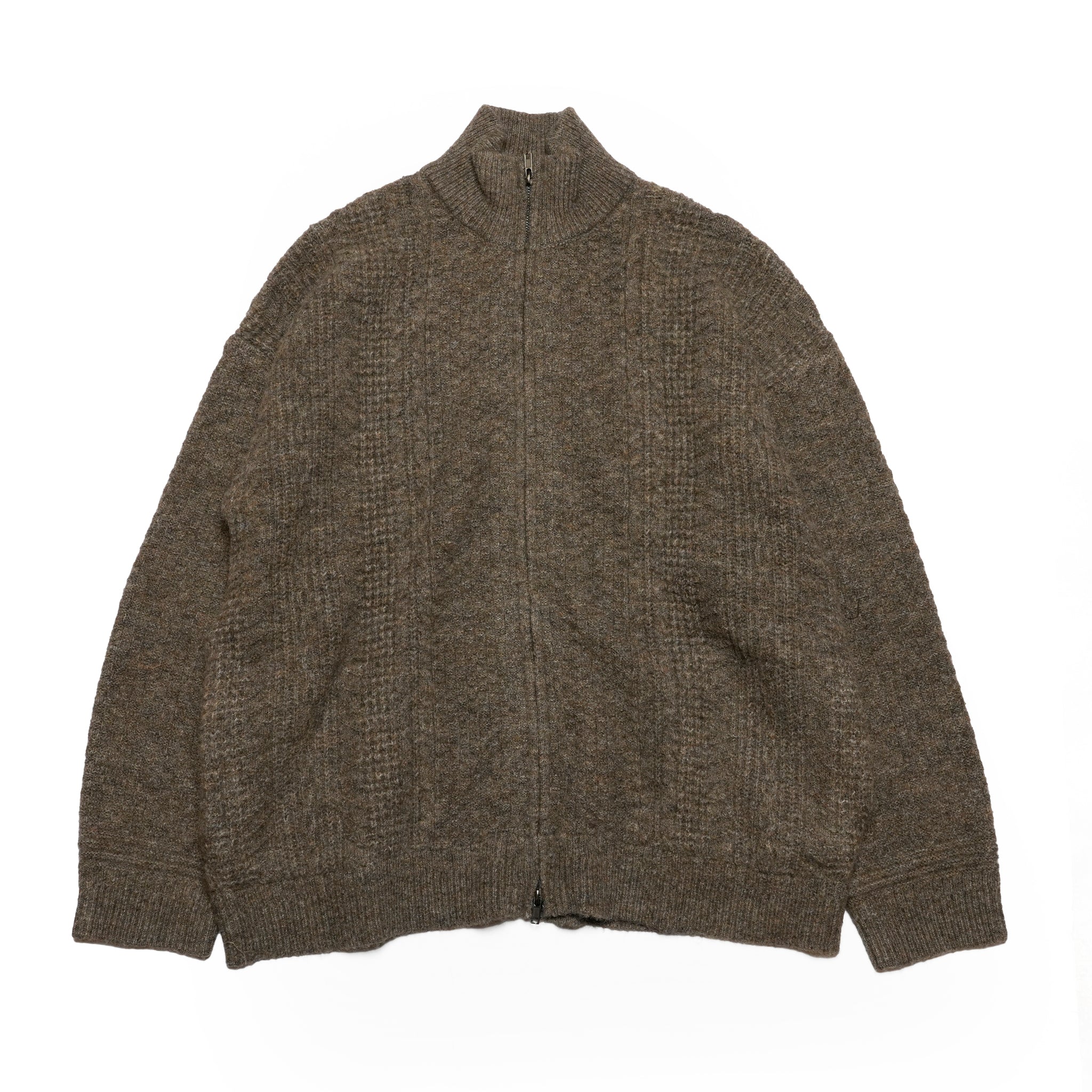 mix yarn knit zip | Color_Brown | No_M-2503452【MODEM DESIGN_モデムデザイン】