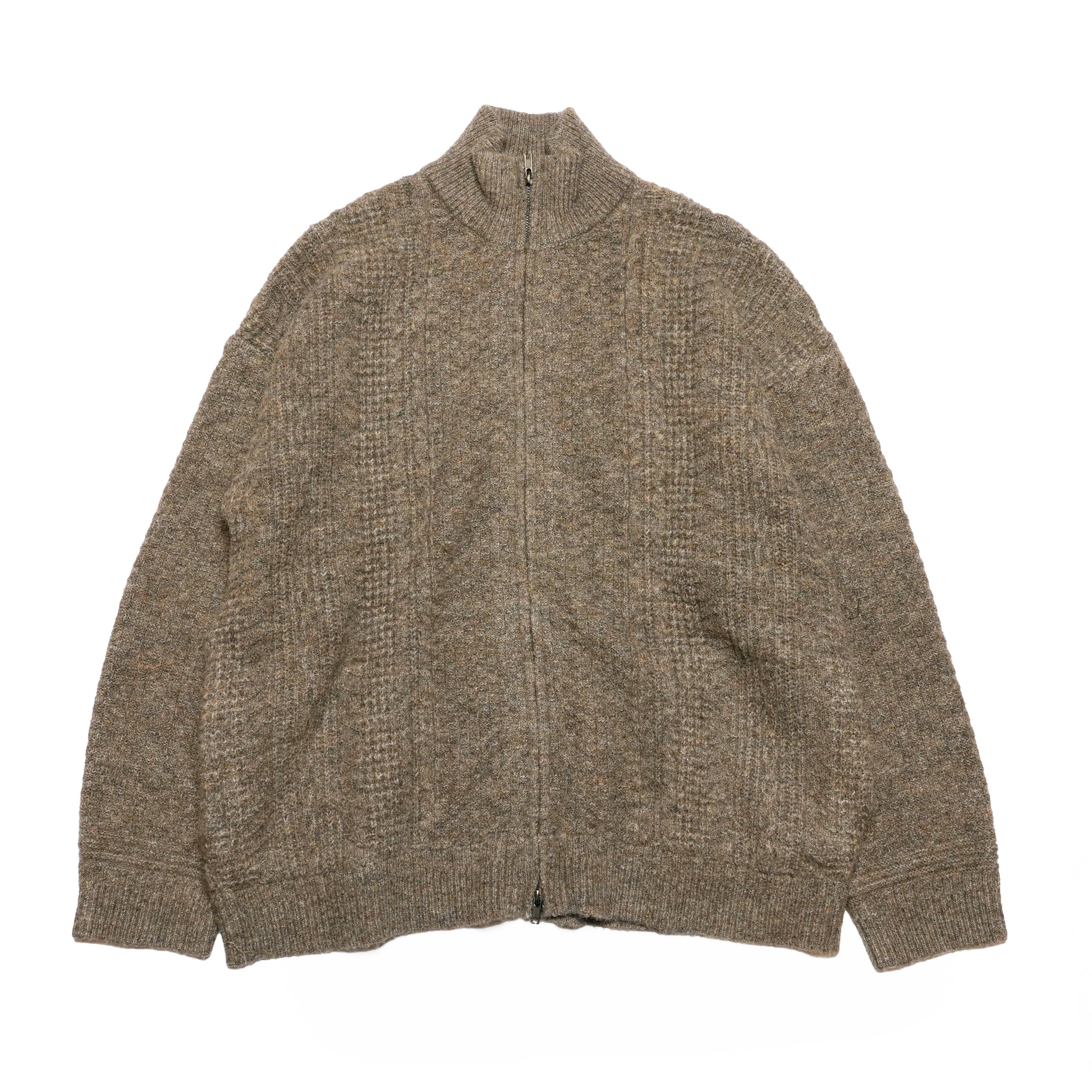 mix yarn knit zip | Color_Brown | No_M-2503452【MODEM DESIGN_モデムデザイン】
