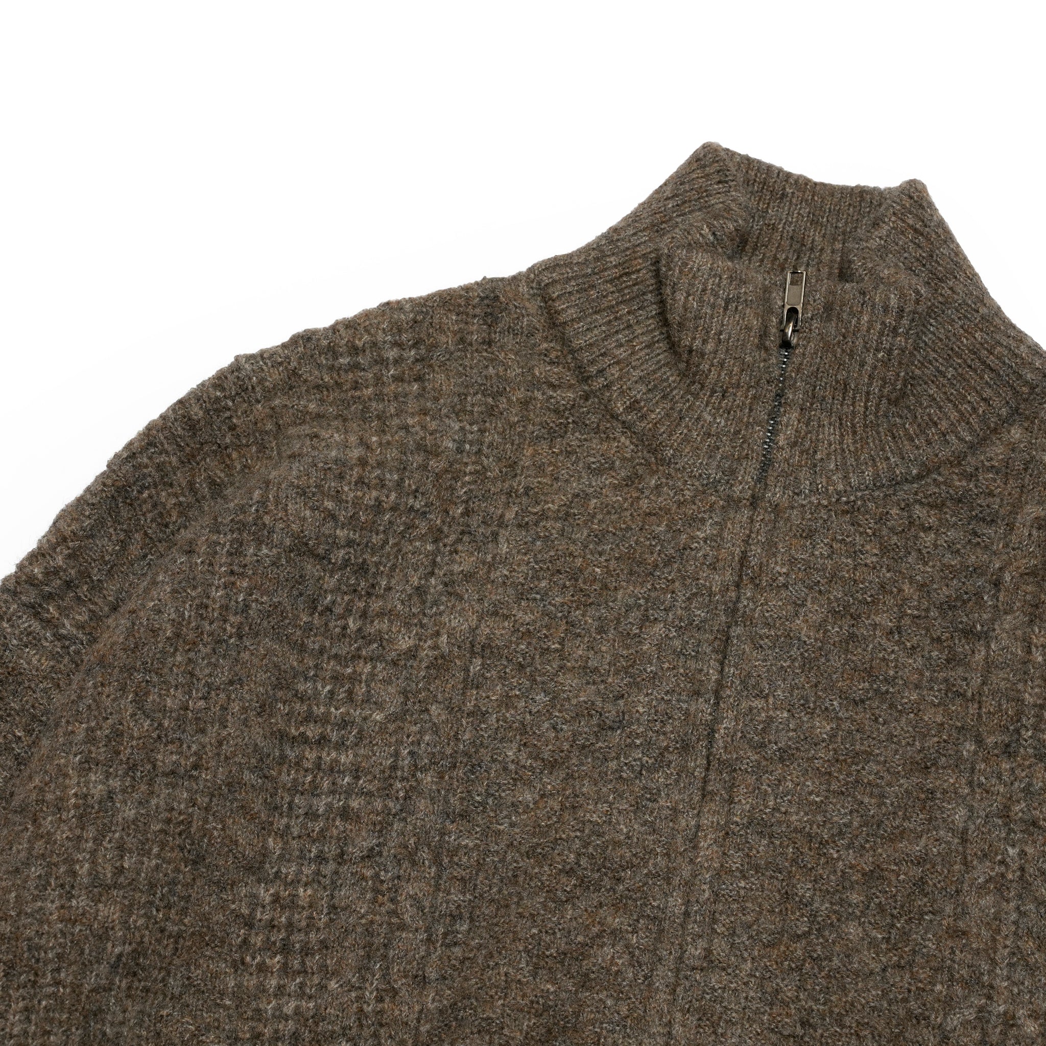 mix yarn knit zip | Color_Brown | No_M-2503452【MODEM DESIGN_モデムデザイン】