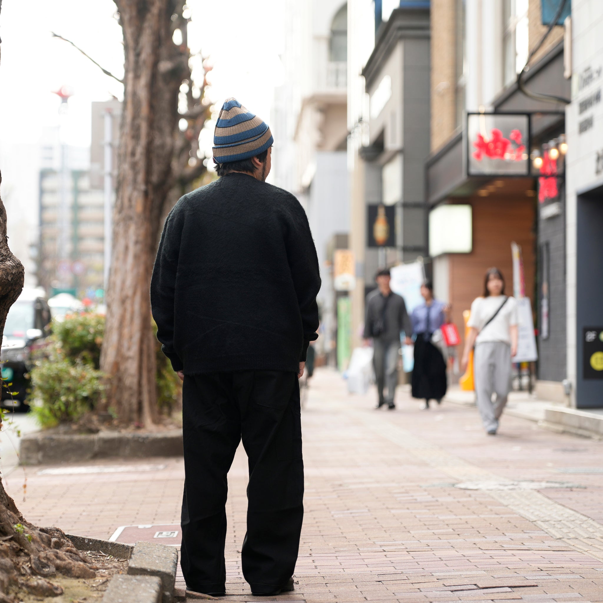 solid shaggy crew cardigan | Color_Black | No_tc25f013_black【TOWNCRAFT_タウンクラフト】