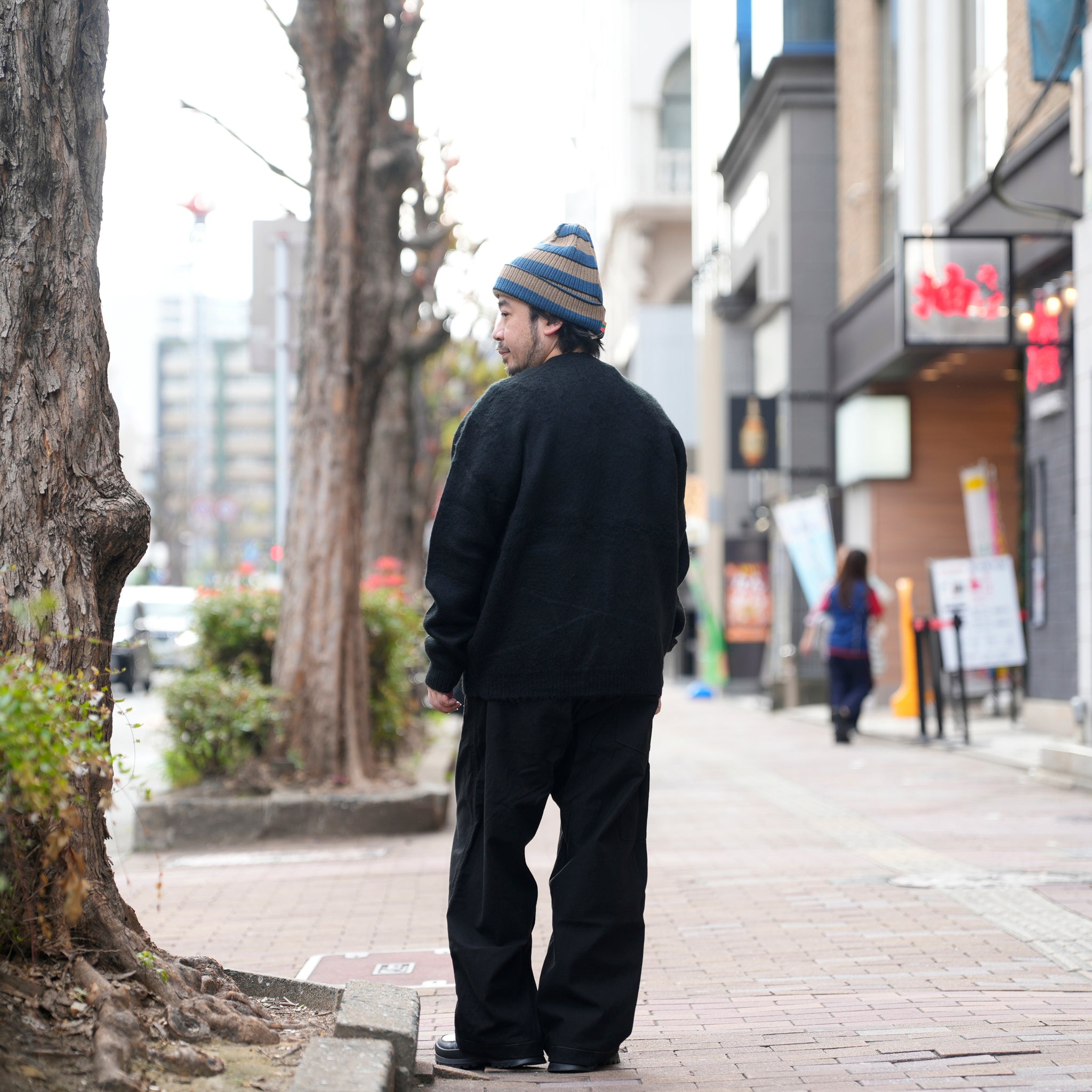 solid shaggy crew cardigan | Color_Black | No_tc25f013_black【TOWNCRAFT_タウンクラフト】