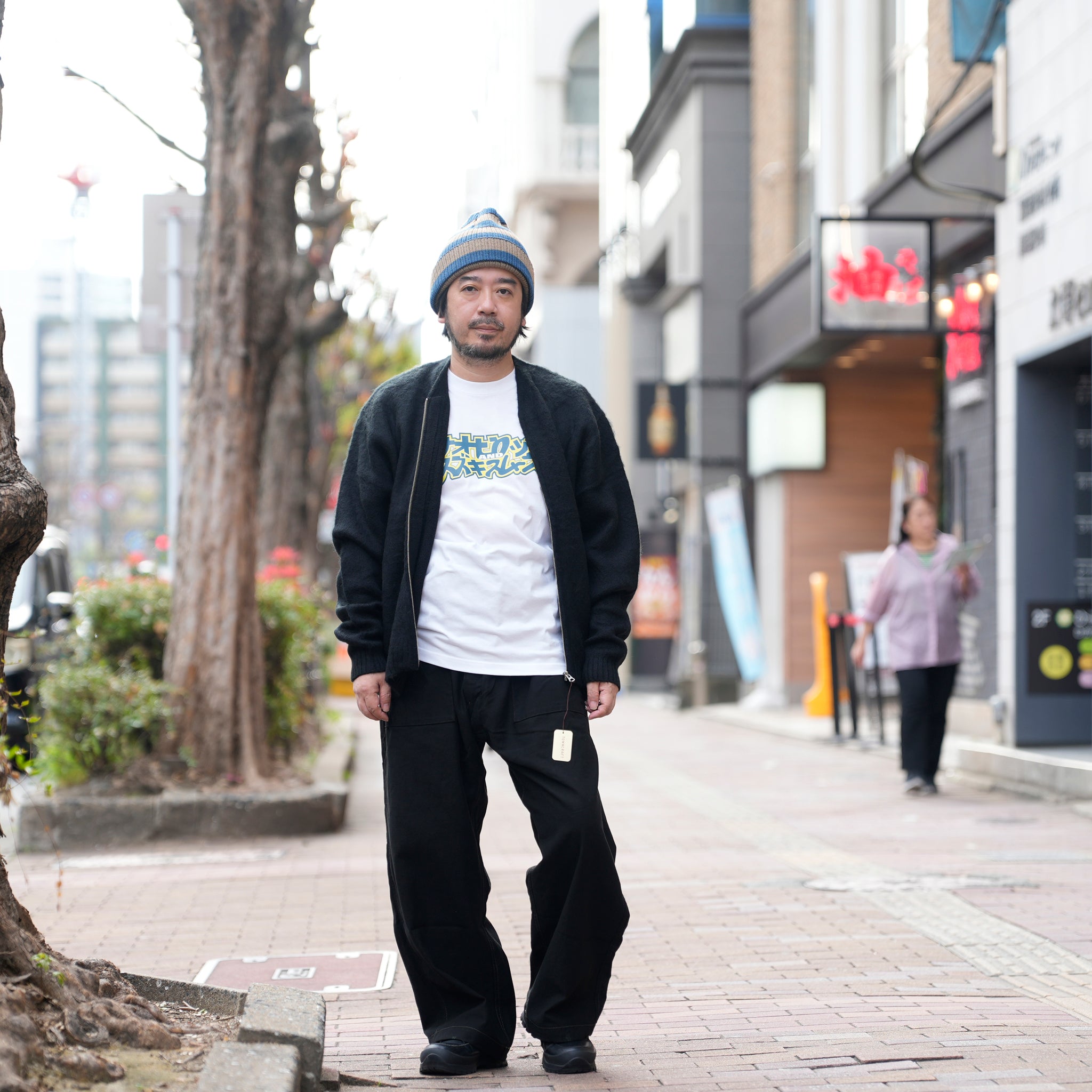 solid shaggy crew cardigan | Color_Black | No_tc25f013_black【TOWNCRAFT_タウンクラフト】