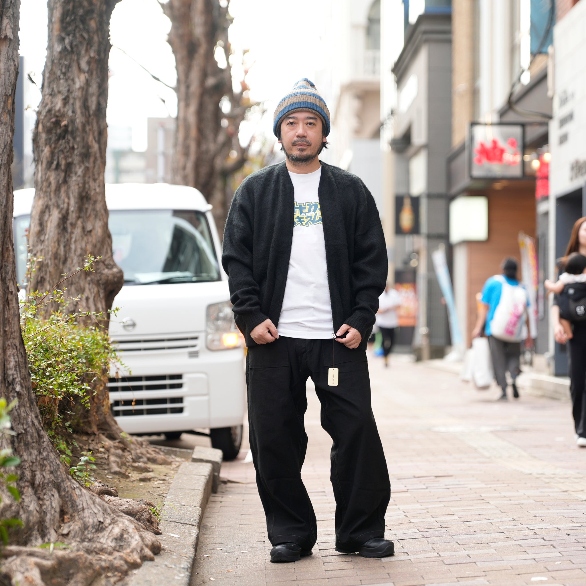solid shaggy crew cardigan | Color_Black | No_tc25f013_black【TOWNCRAFT_タウンクラフト】
