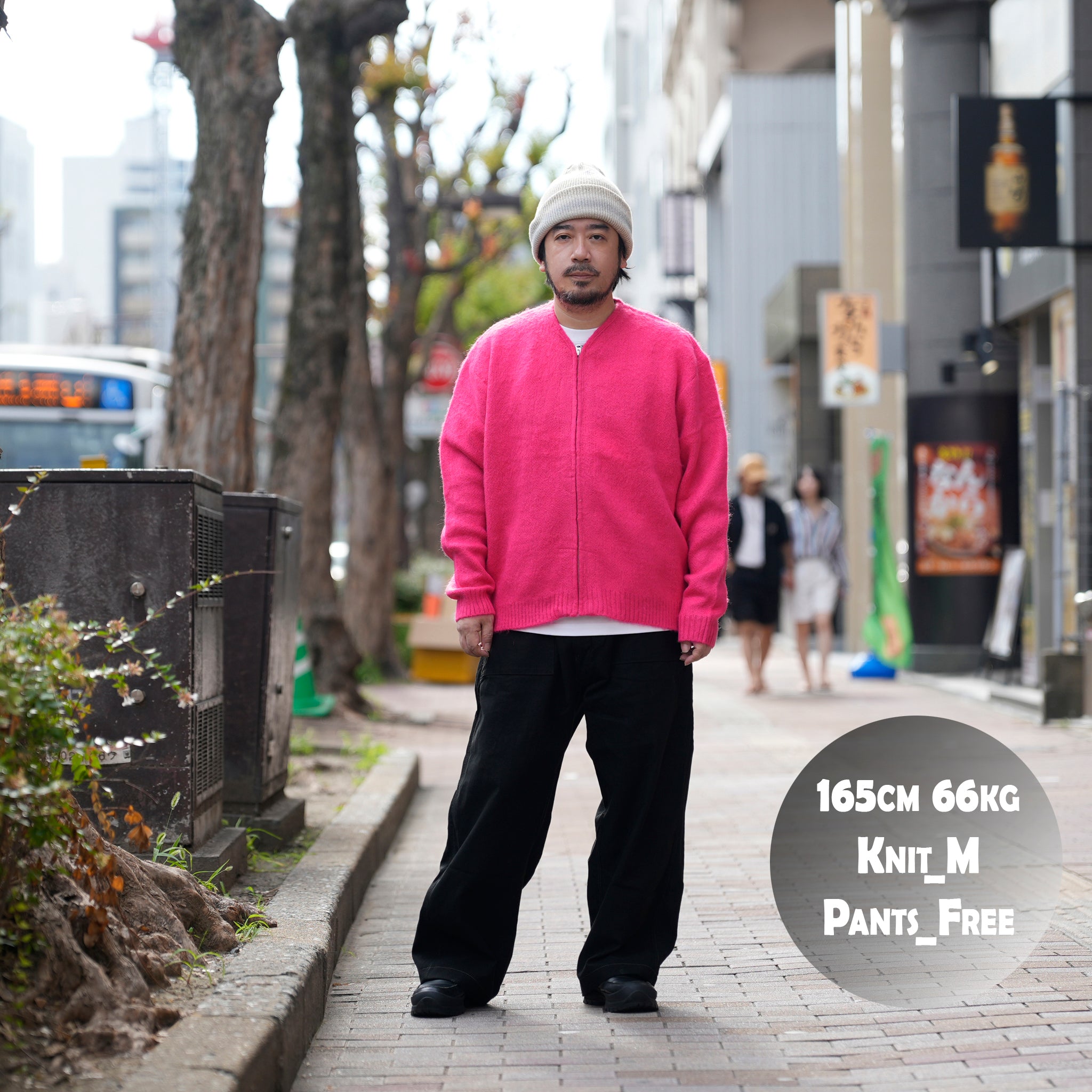 solid shaggy crew cardigan | Color_Pink | No_tc25f013_pink【TOWNCRAFT_タウンクラフト】