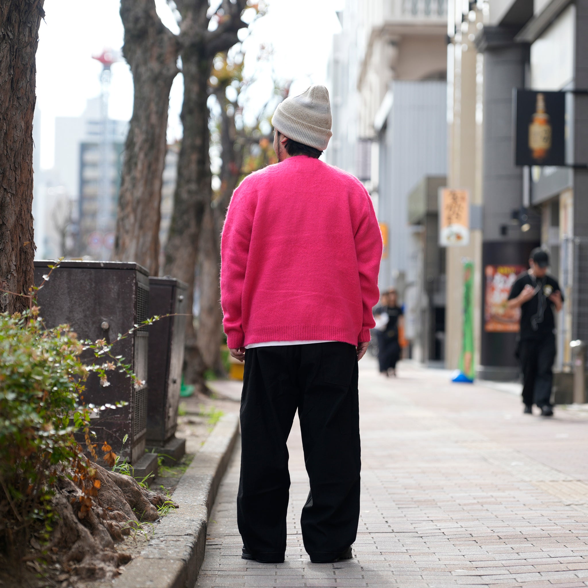 solid shaggy crew cardigan | Color_Pink | No_tc25f013_pink【TOWNCRAFT_タウンクラフト】