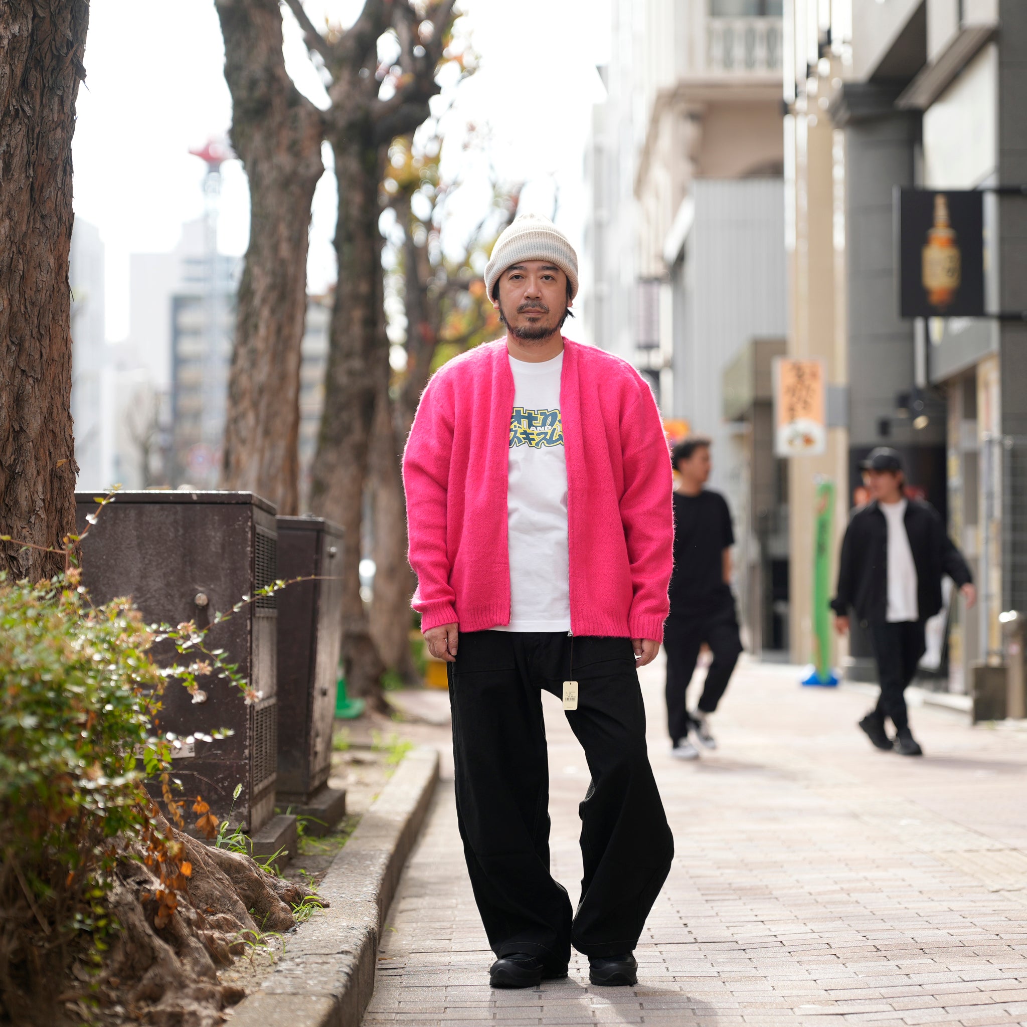 solid shaggy crew cardigan – Pink | TOWNCRAFT