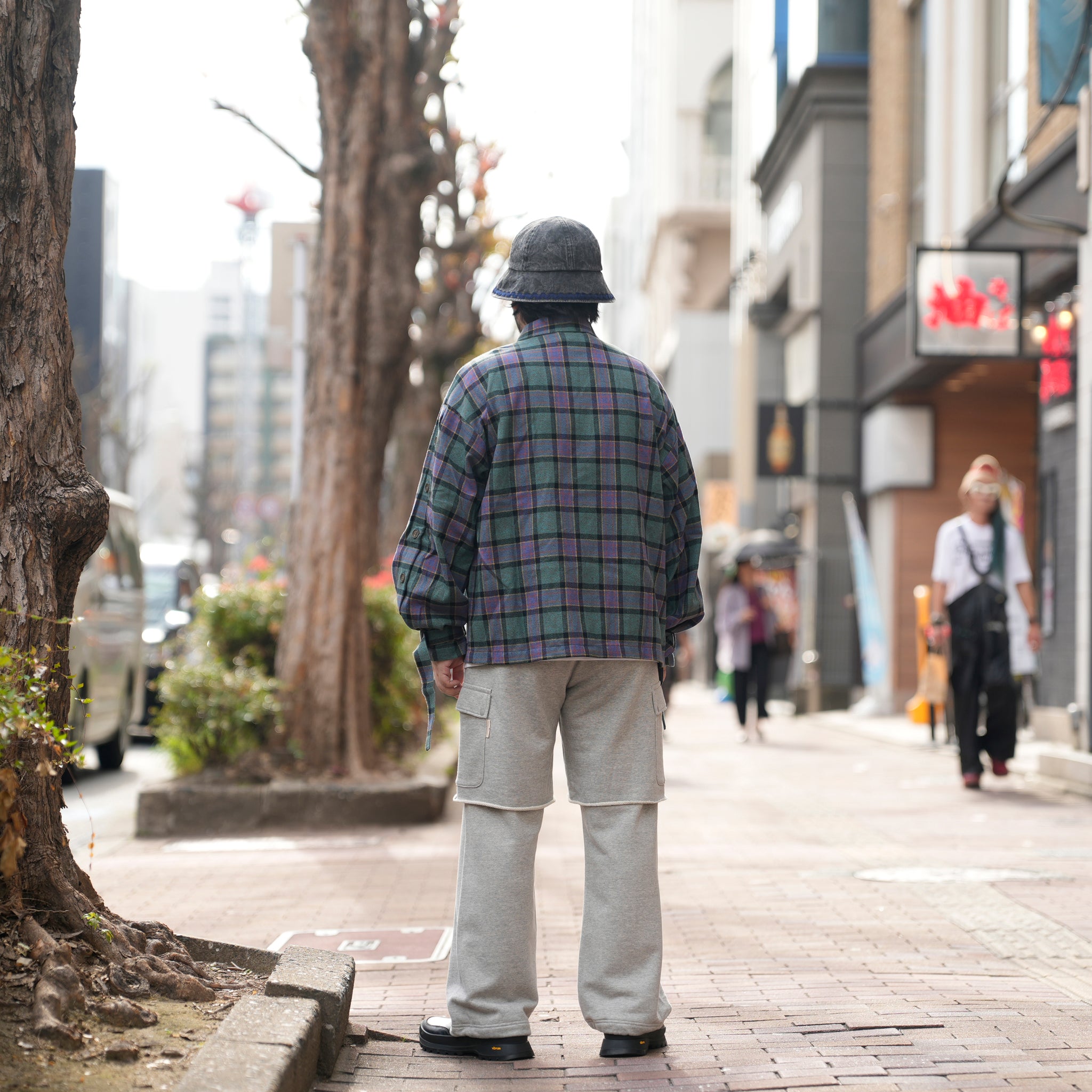ef404-20 | Check button sleeve shirts | Color:Green Check【EFFECTEN_エフェクテン】