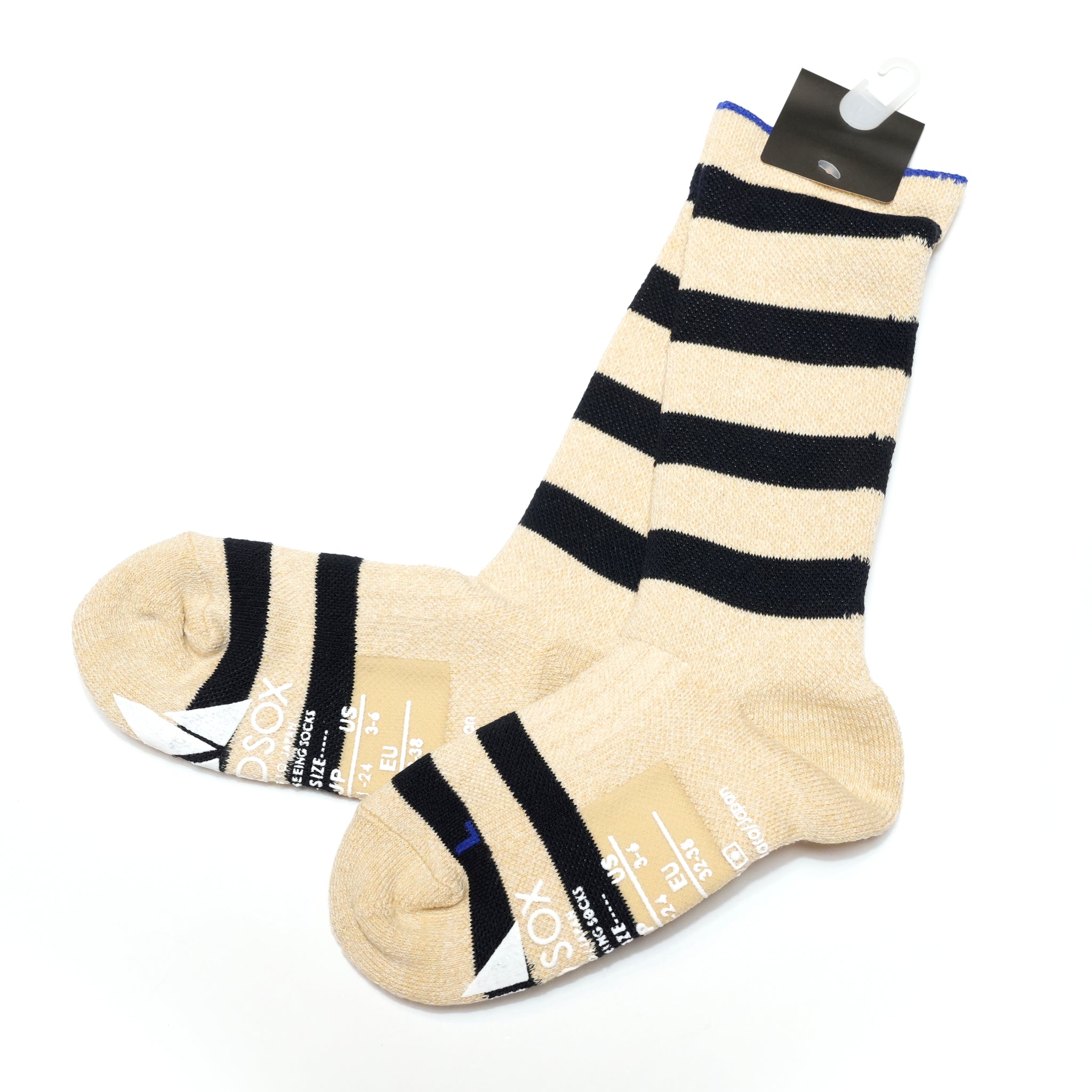 25-CREW-F SUPPORT PILE CREW STLIPE / White-Navy【ANDSOX アンドソックス】【ネコポス選択可能】