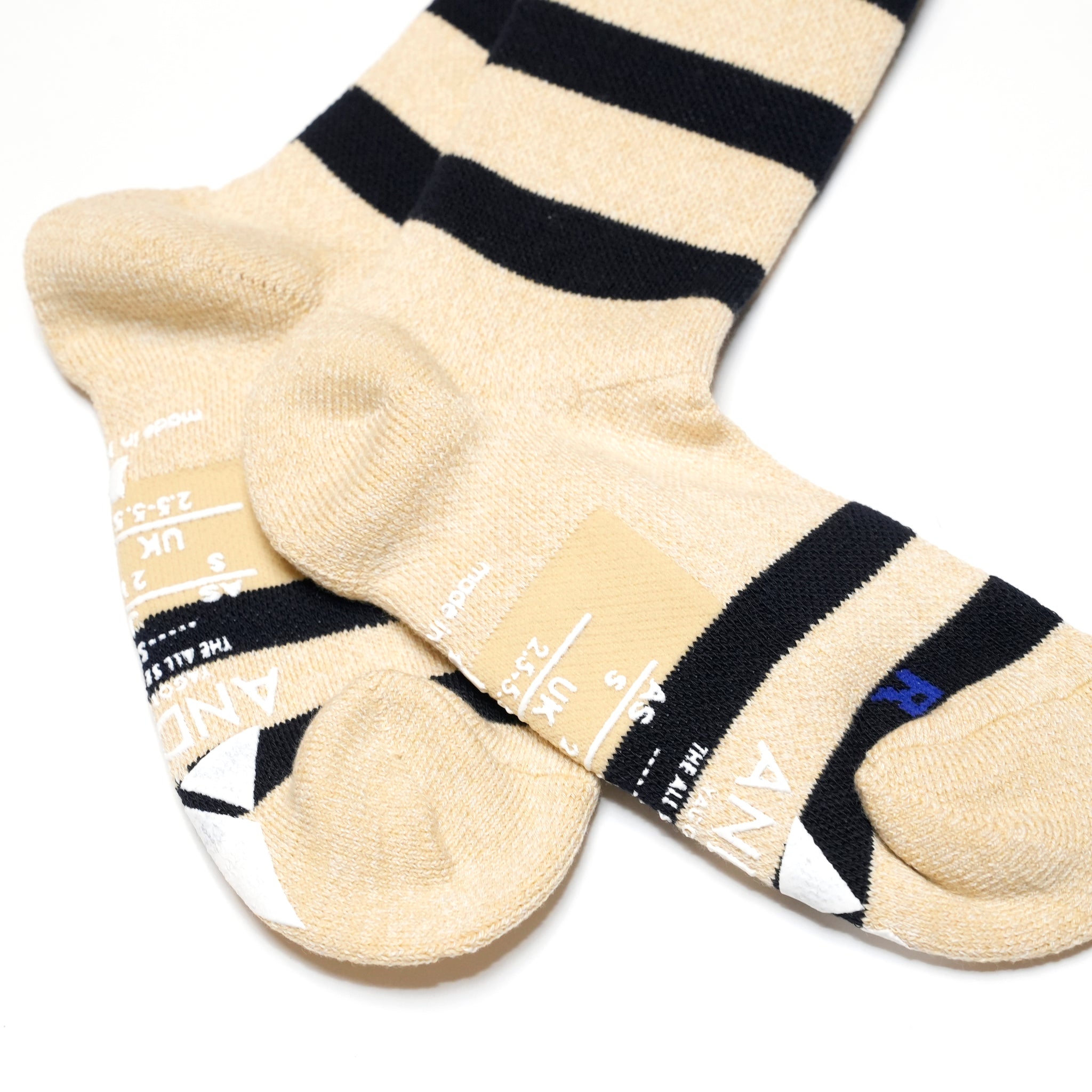 25-CREW-F SUPPORT PILE CREW STLIPE / White-Navy【ANDSOX アンドソックス】【ネコポス選択可能】