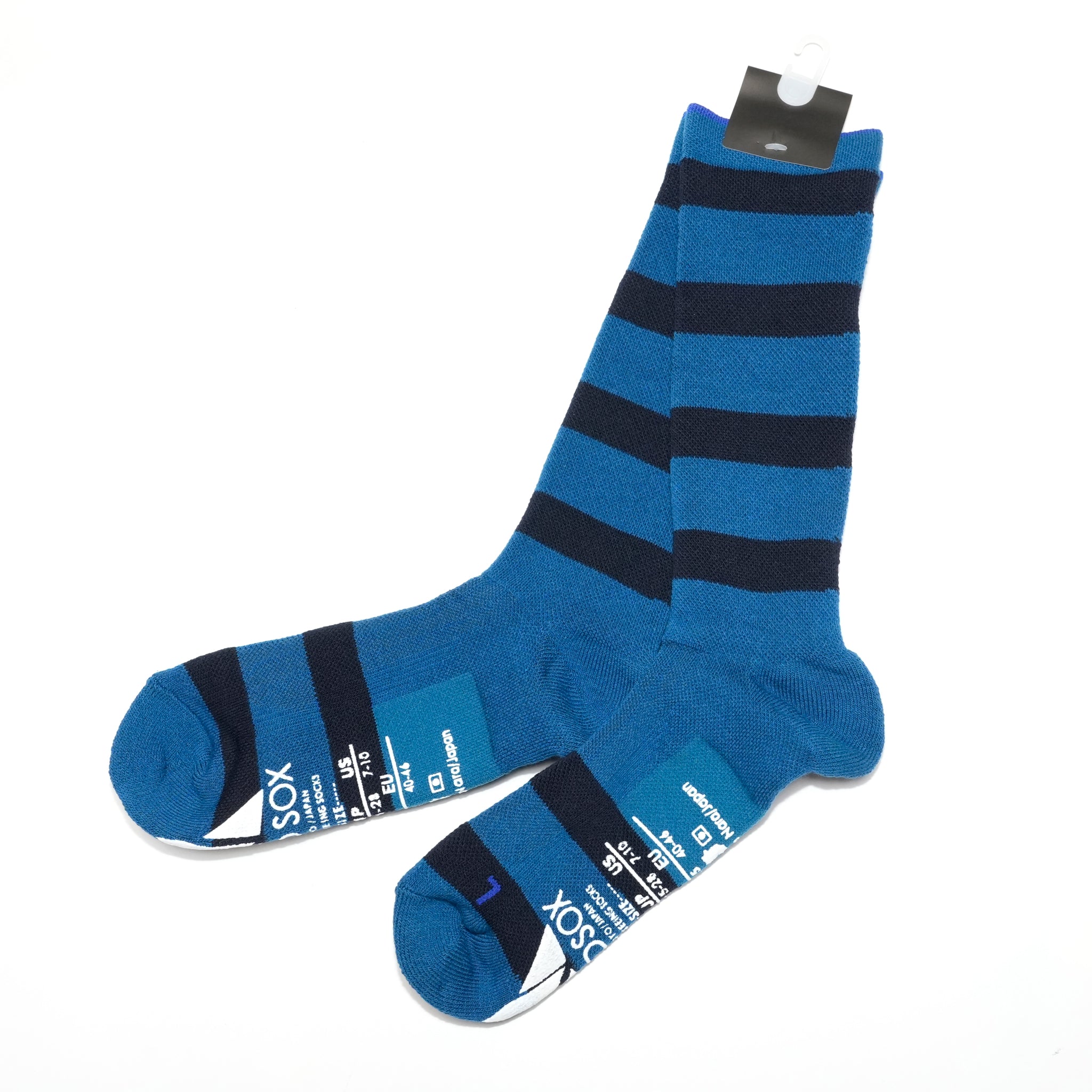 25-CREW-F SUPPORT PILE CREW STLIPE / Blue-Navy【ANDSOX アンドソックス】【ネコポス選択可能】