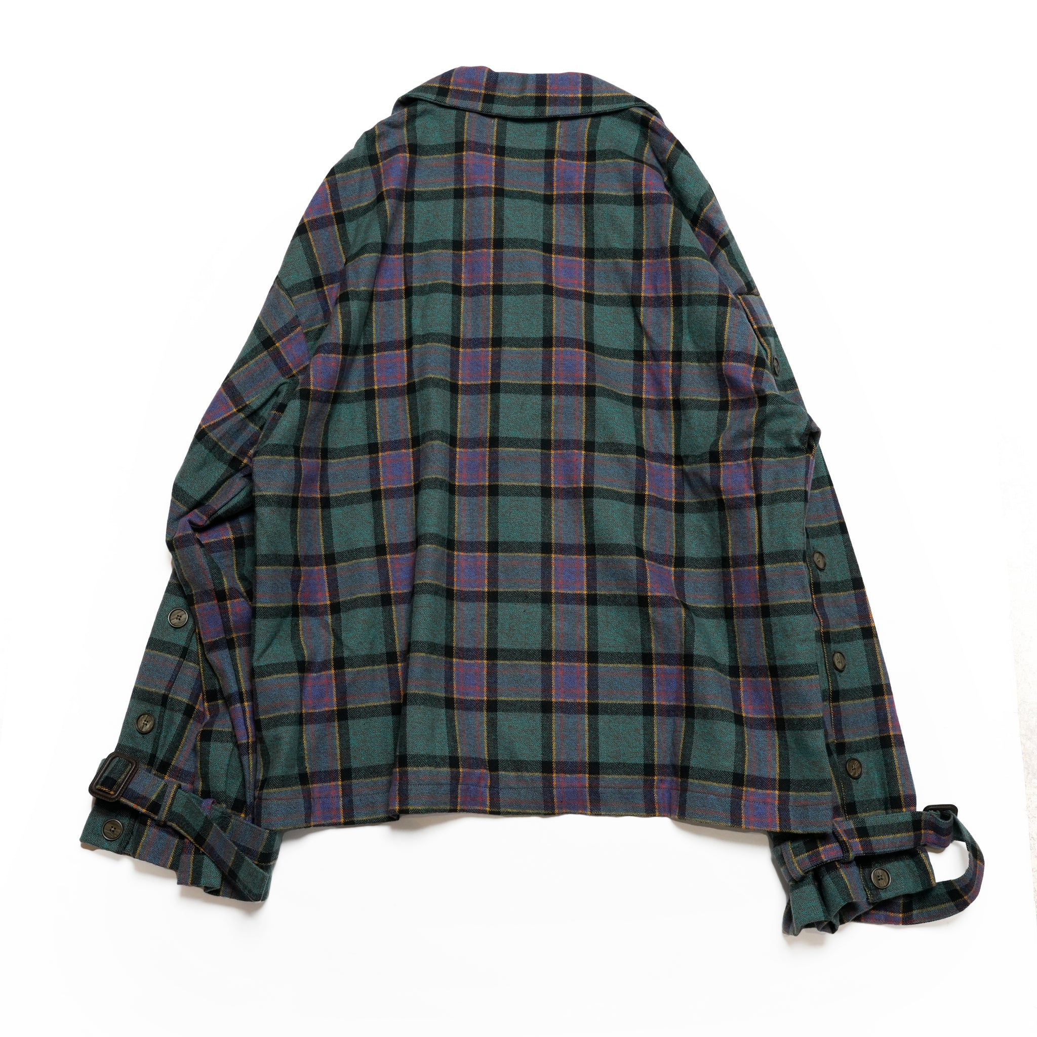 ef404-20 | Check button sleeve shirts | Color:Green Check【EFFECTEN_エフェクテン】