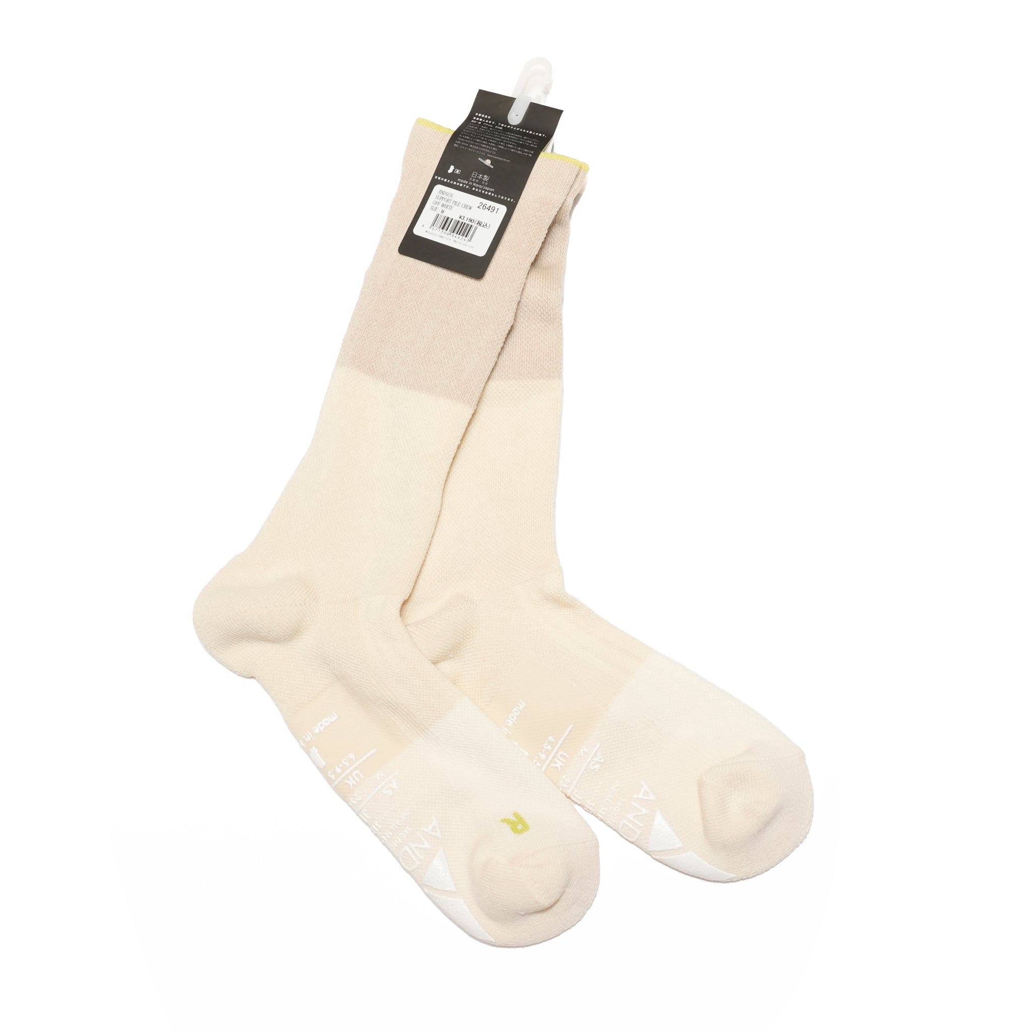 25-CREW-F SUPPORT PILE CREW / Off White【ANDSOX アンドソックス】【ネコポス選択可能】