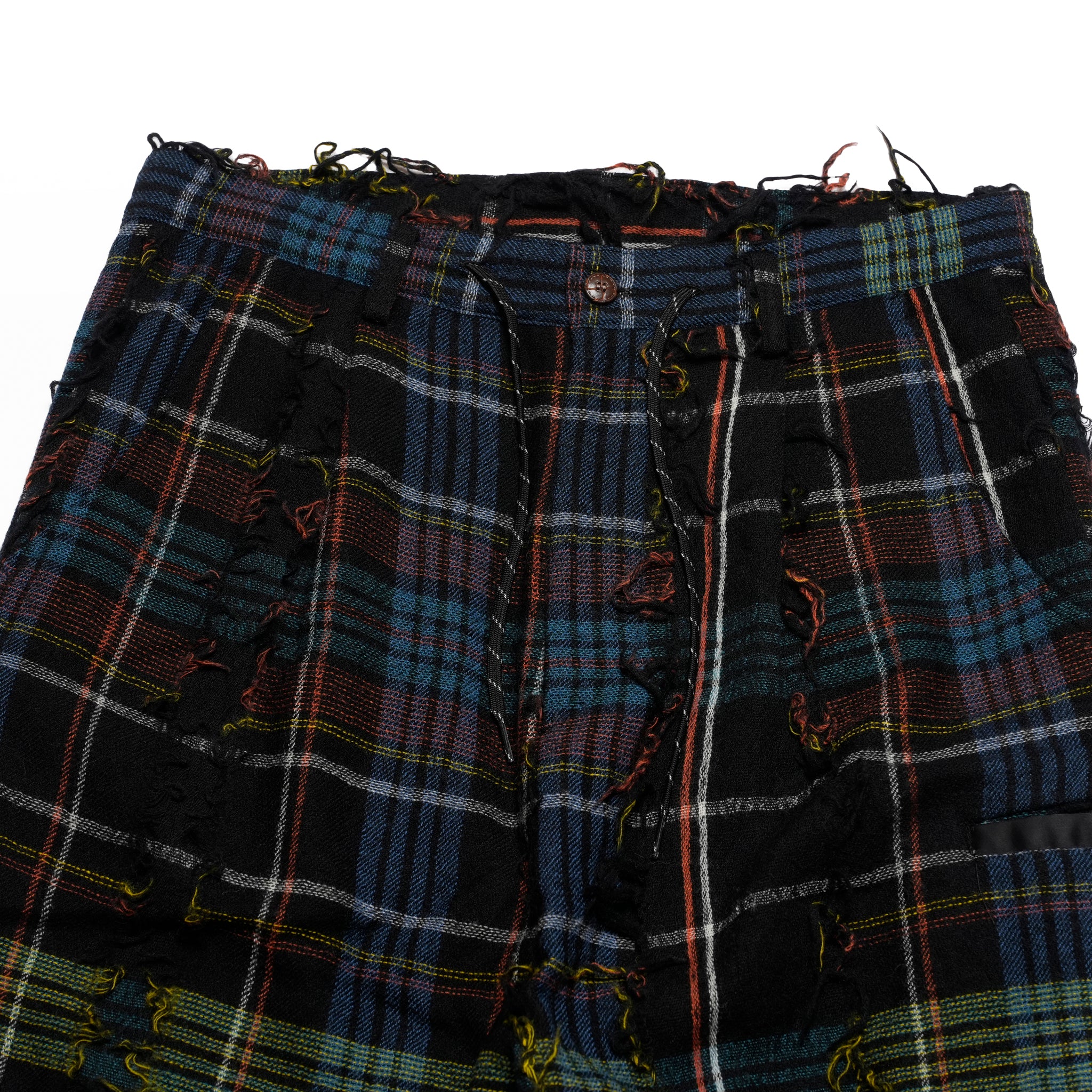 FRINGE WOOL CHECK WIDE SLACKS | Color_Black | No_sf25aw-03_black【STOF_ストフ】
