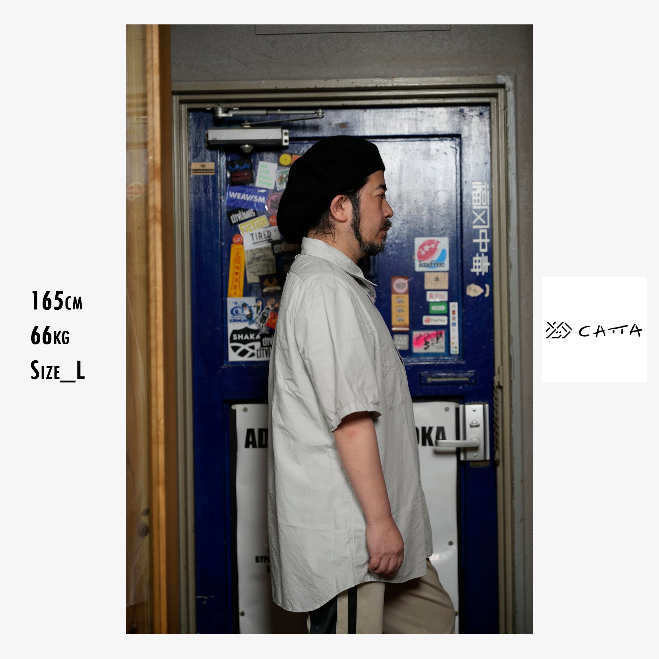 RGS-03_Gray | REGULAR COLLAR S/S SHIRT-NATURAL WASHER | Color:Gray【CATTA SHIRTS_カッタ シャツ】