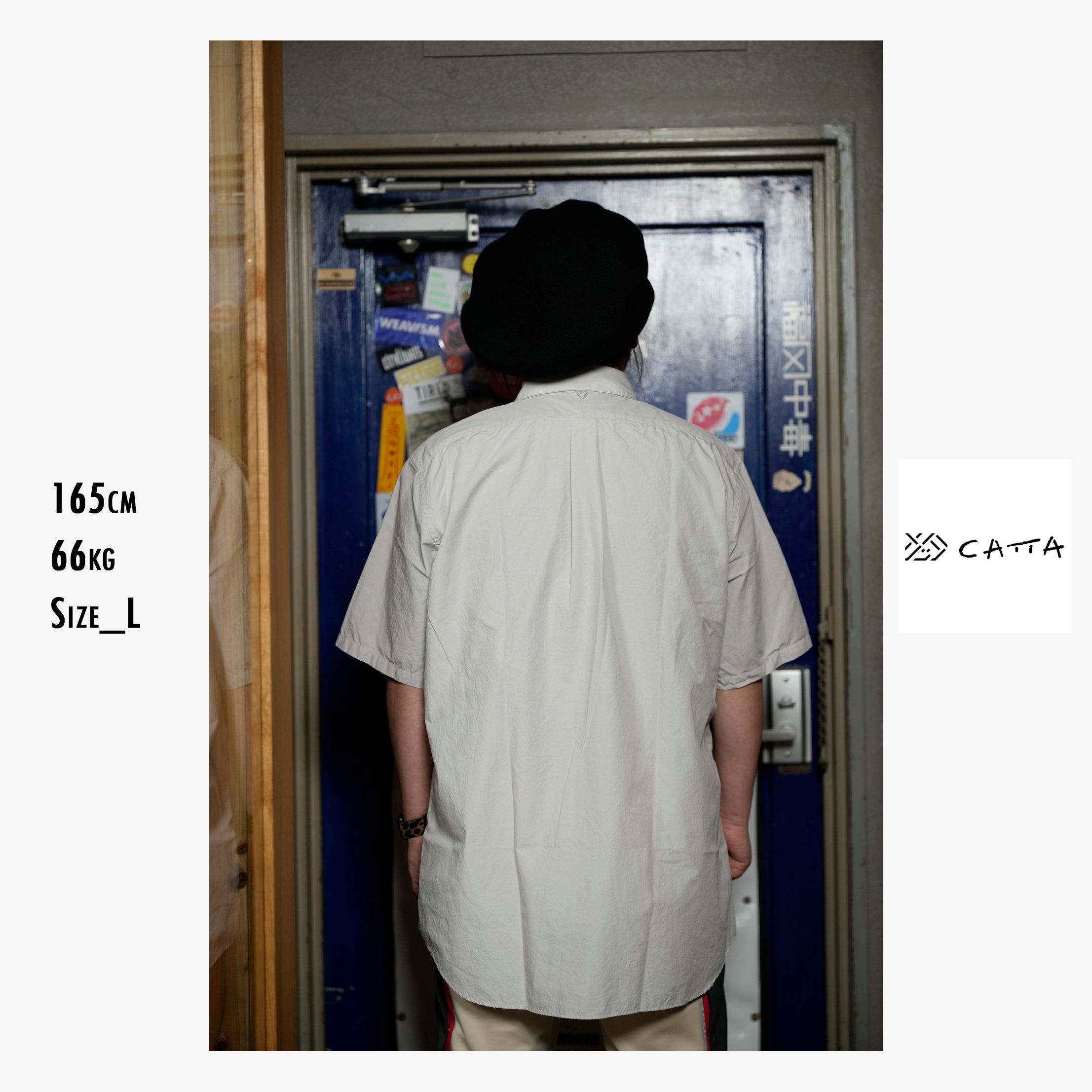 RGS-03_Gray | REGULAR COLLAR S/S SHIRT-NATURAL WASHER | Color:Gray【CATTA SHIRTS_カッタ シャツ】