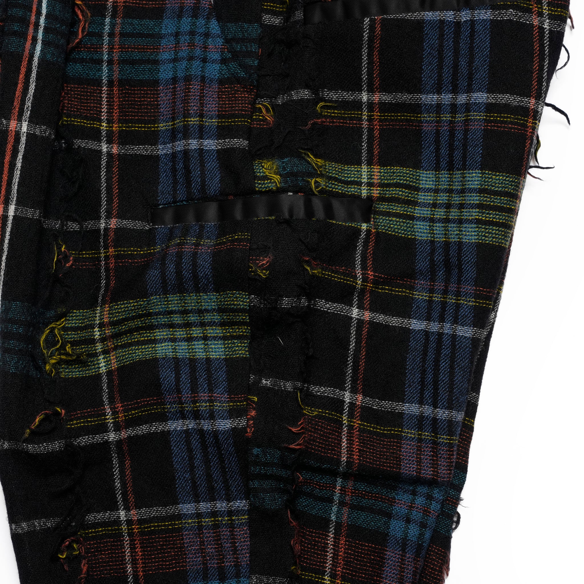 FRINGE WOOL CHECK WIDE SLACKS | Color_Black | No_sf25aw-03_black【STOF_ストフ】