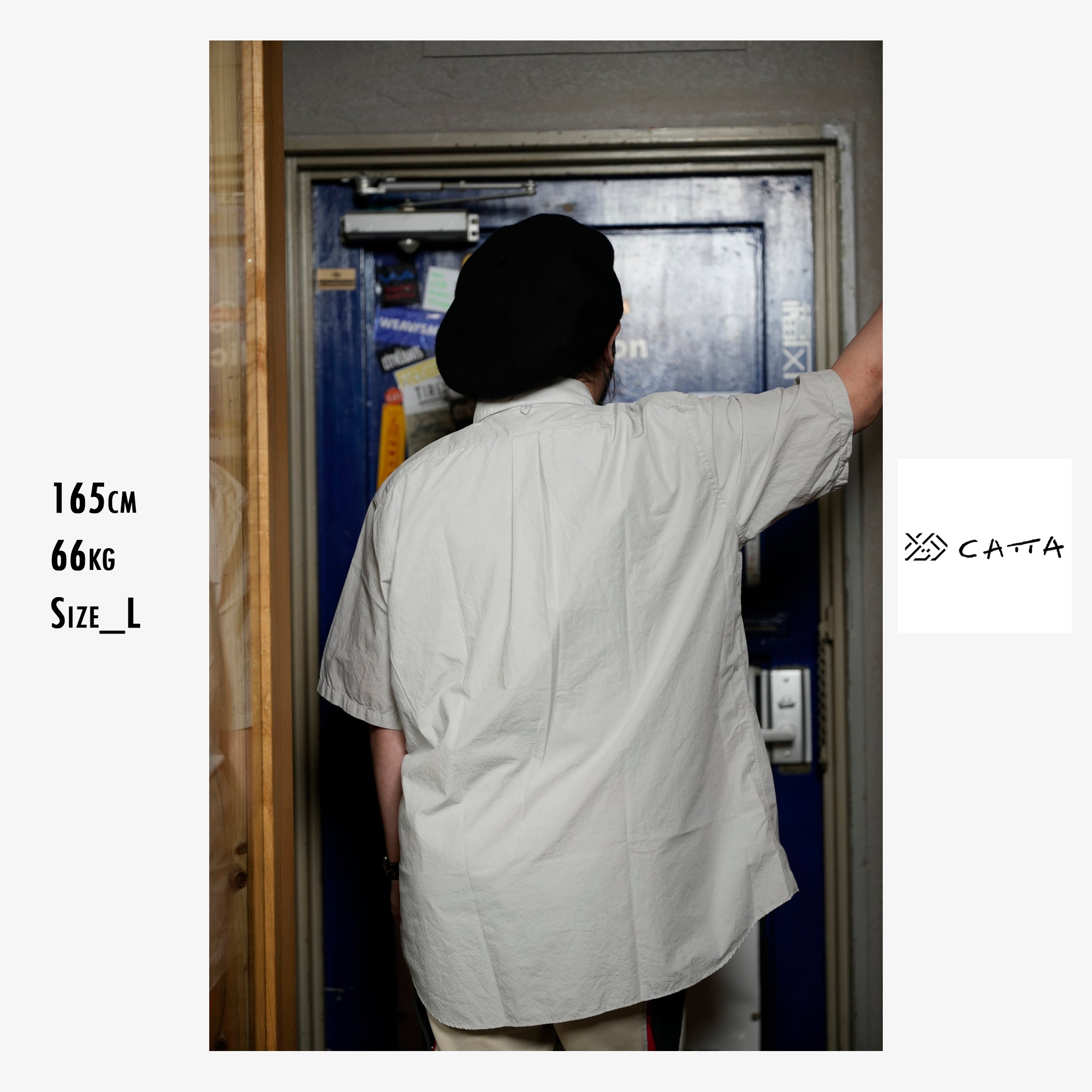 RGS-03_Gray | REGULAR COLLAR S/S SHIRT-NATURAL WASHER | Color:Gray【CATTA SHIRTS_カッタ シャツ】