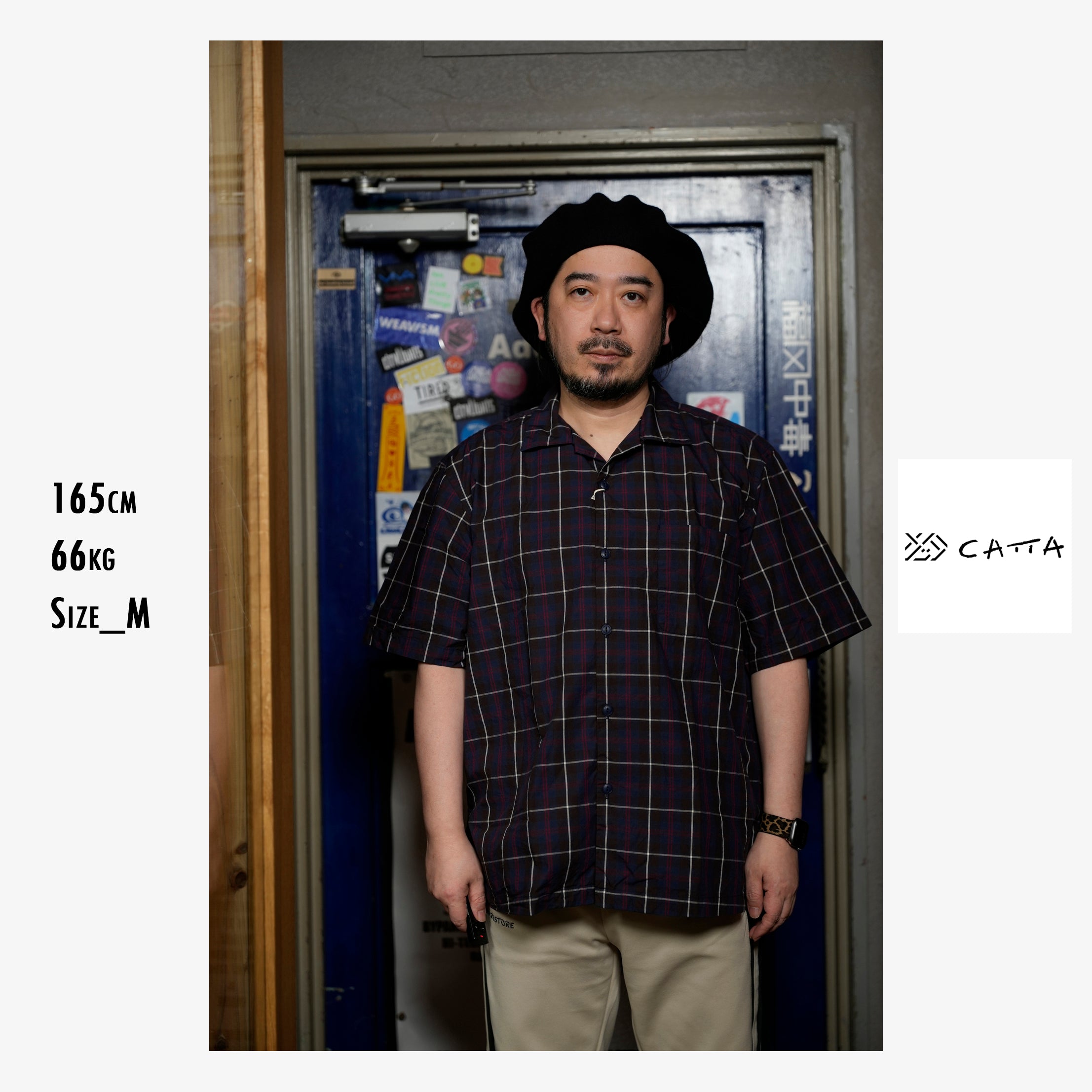 OP-05_Brown | OPEN COLLAR SHIRT-BRITISH CHECK | Color:Brown【CATTA SHIRTS_カッタ シャツ】