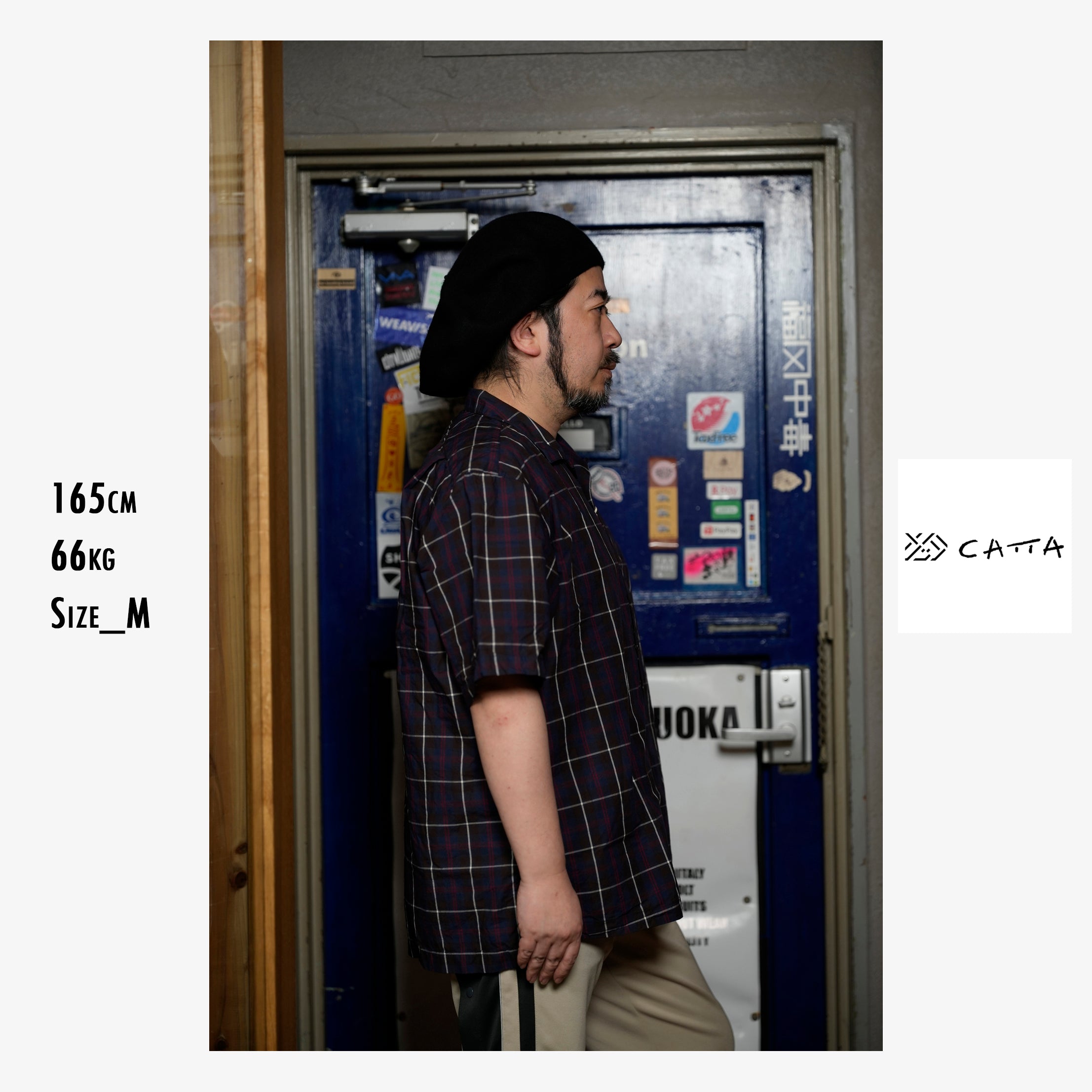 OP-05_Brown | OPEN COLLAR SHIRT-BRITISH CHECK | Color:Brown【CATTA SHIRTS_カッタ シャツ】