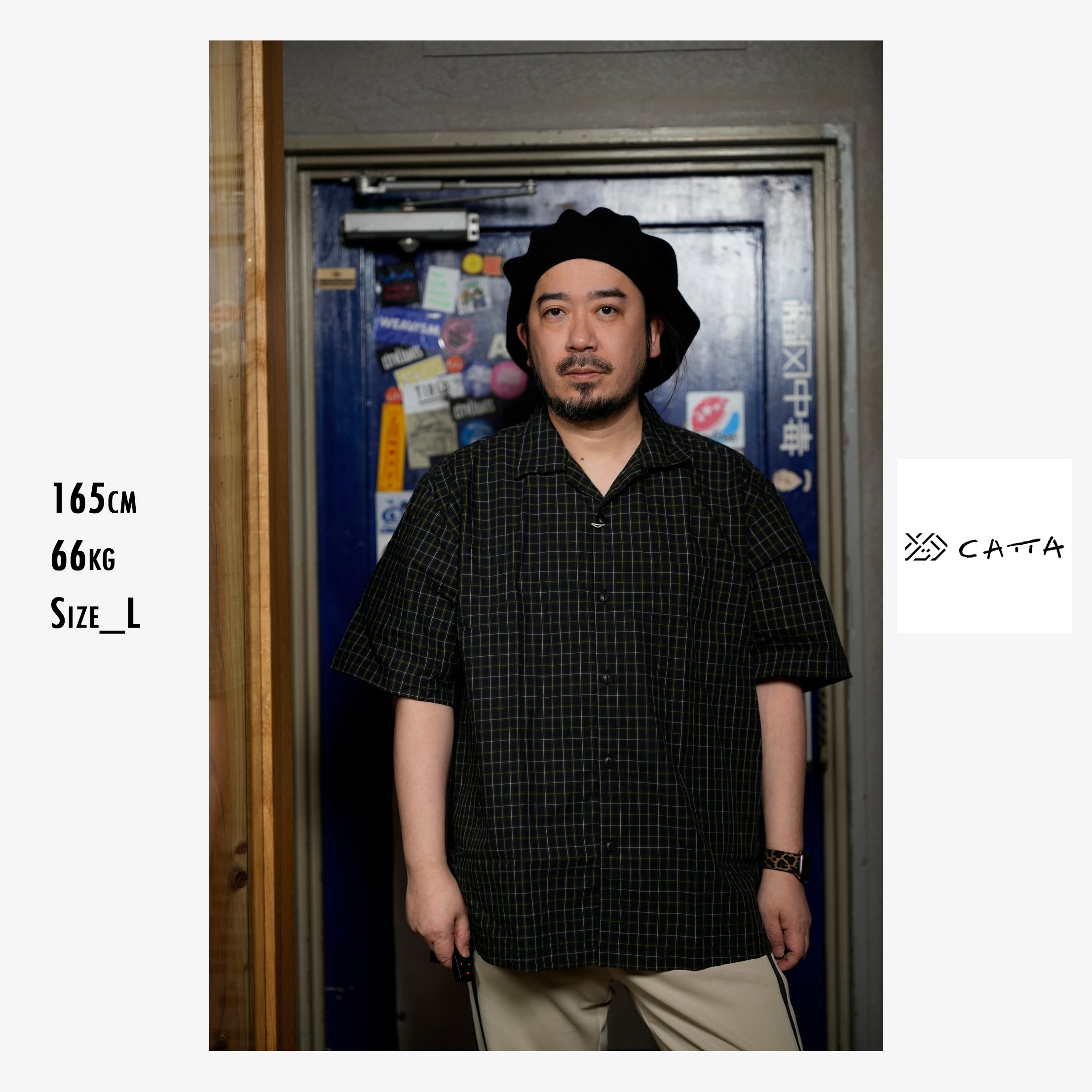 OP-05_Navy | OPEN COLLAR SHIRT-BRITISH CHECK | Color:Navy【CATTA SHIRTS_カッタ シャツ】