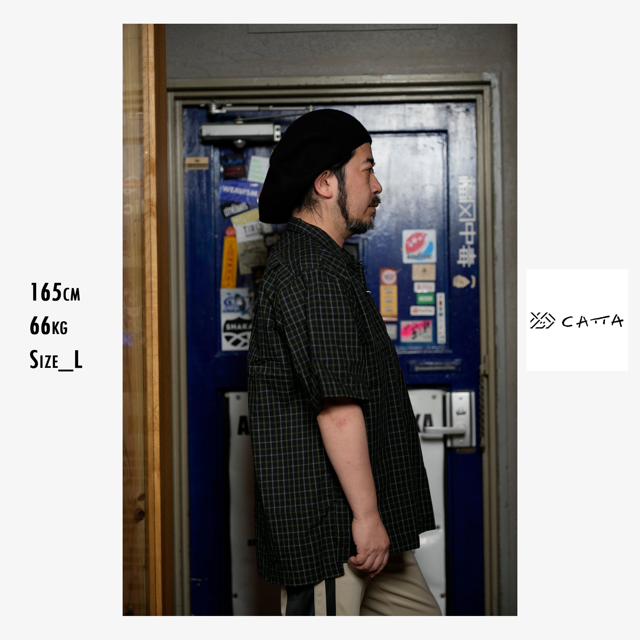 OP-05_Navy | OPEN COLLAR SHIRT-BRITISH CHECK | Color:Navy【CATTA SHIRTS_カッタ シャツ】