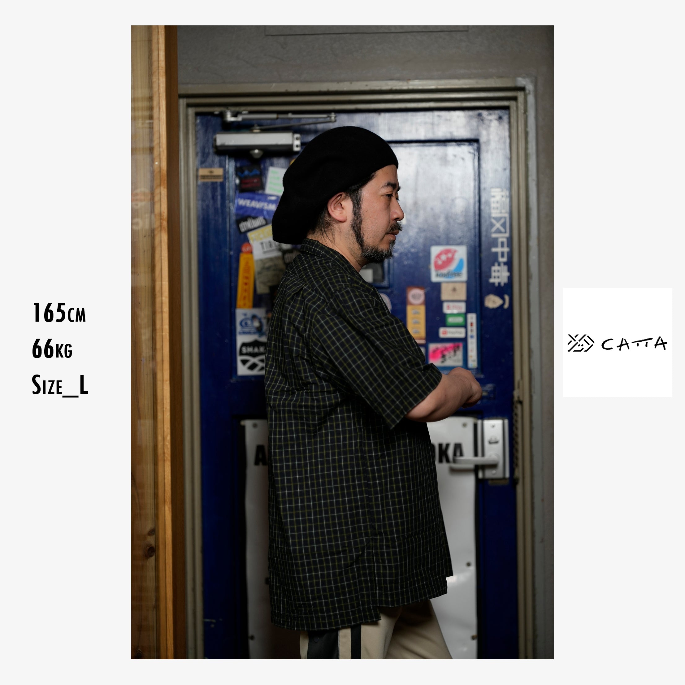 OP-05_Navy | OPEN COLLAR SHIRT-BRITISH CHECK | Color:Navy【CATTA SHIRTS_カッタ シャツ】