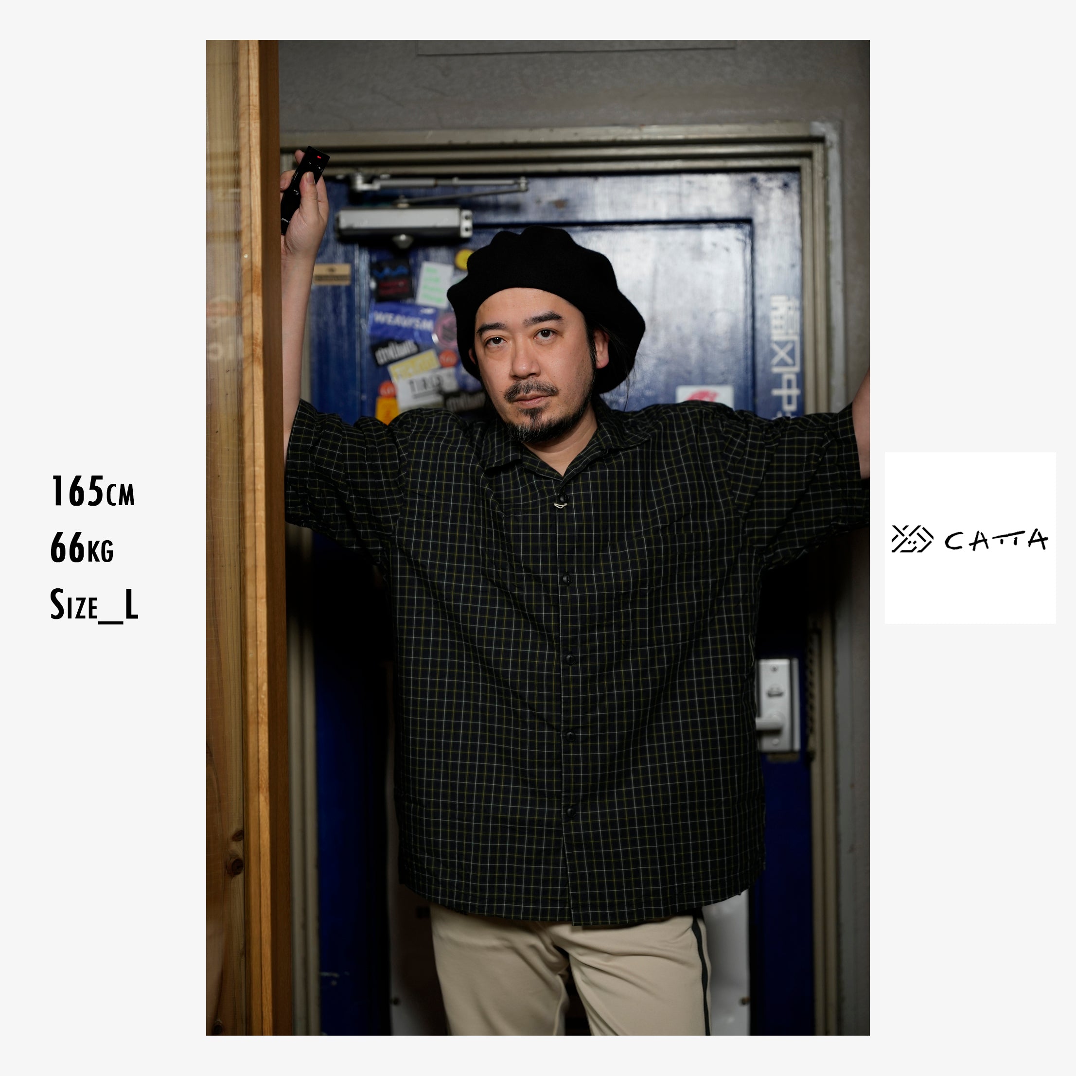 OP-05_Navy | OPEN COLLAR SHIRT-BRITISH CHECK | Color:Navy【CATTA SHIRTS_カッタ シャツ】