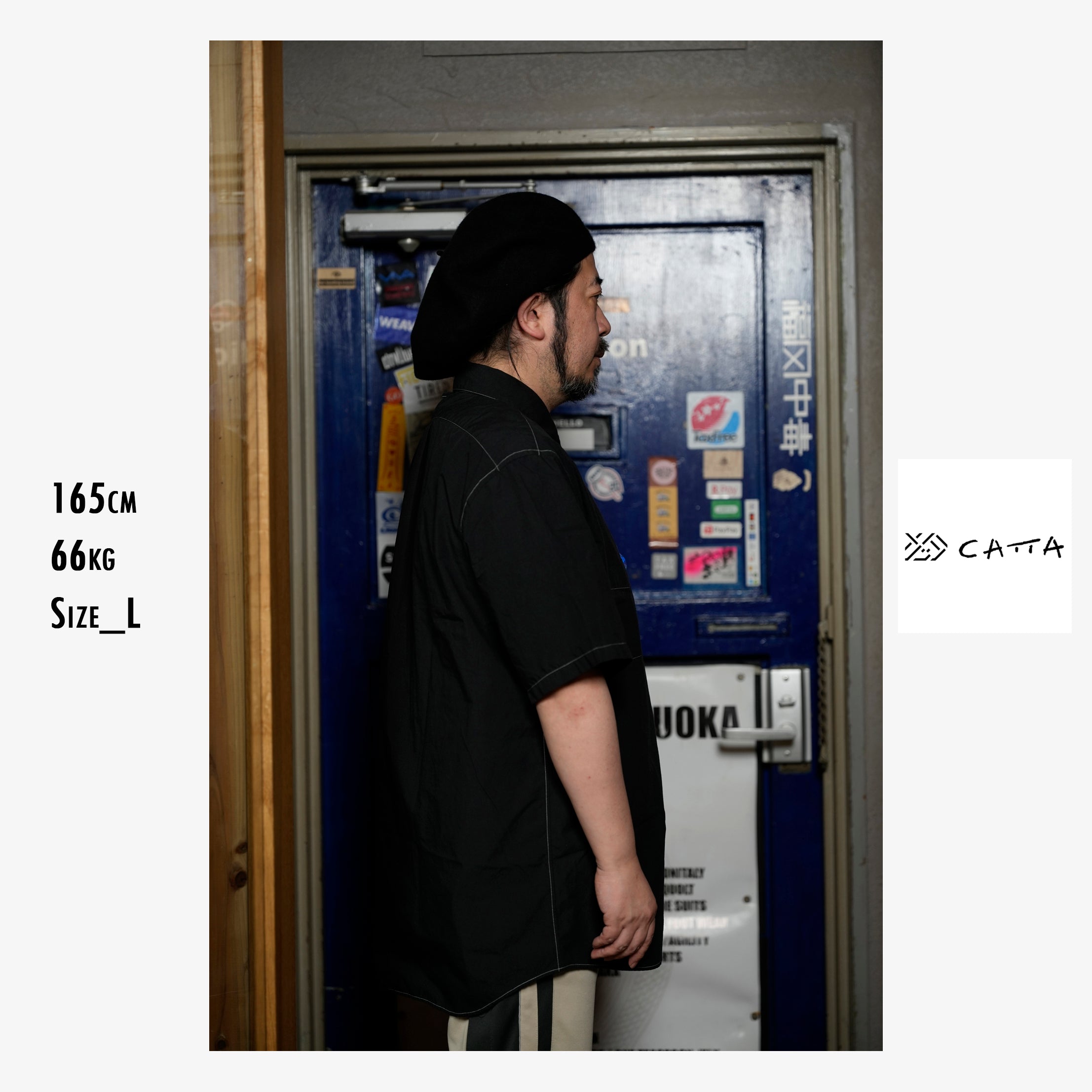 RGS-03_Black | REGULAR COLLAR S/S SHIRT-NATURAL WASHER | Color:Black【CATTA SHIRTS_カッタ シャツ】