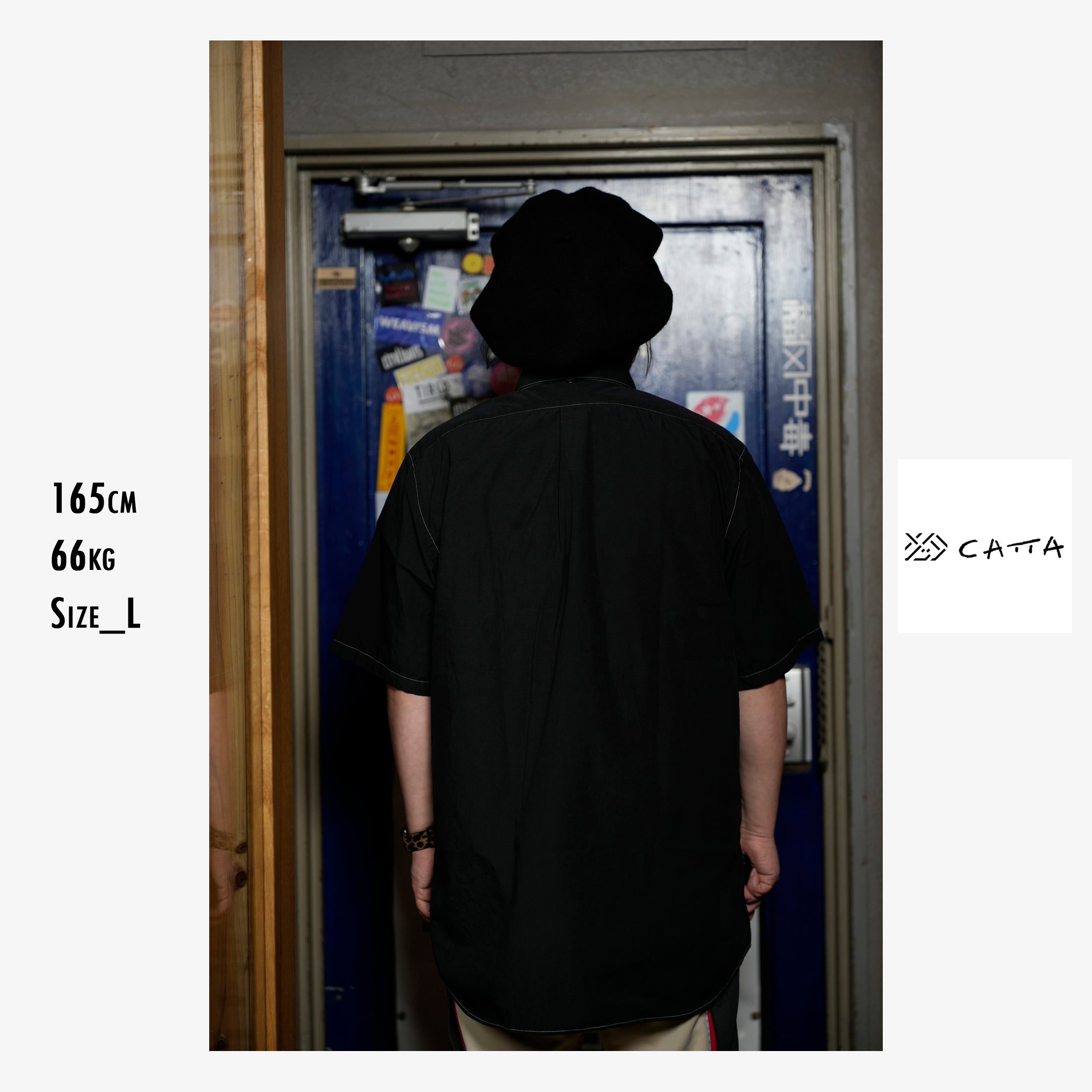 RGS-03_Black | REGULAR COLLAR S/S SHIRT-NATURAL WASHER | Color:Black【CATTA SHIRTS_カッタ シャツ】