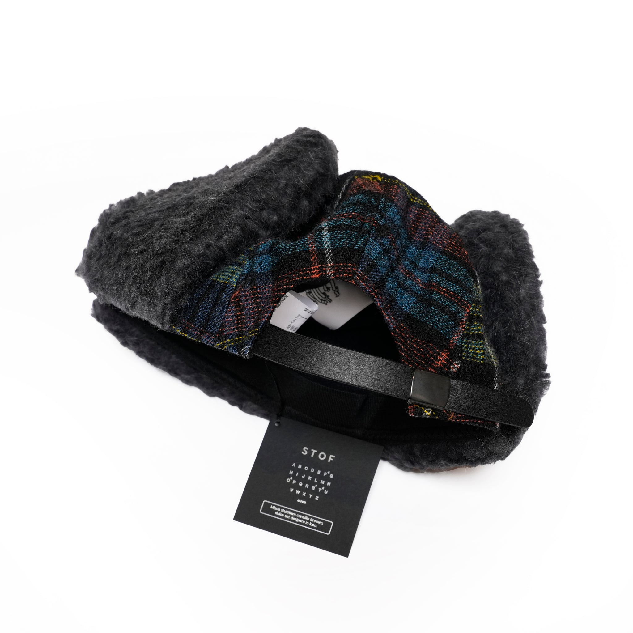 FRINGE WOOL CHECK RUSSIAN CAP | Color_Black | No_sf25aw-23_black【STOF_ストフ】
