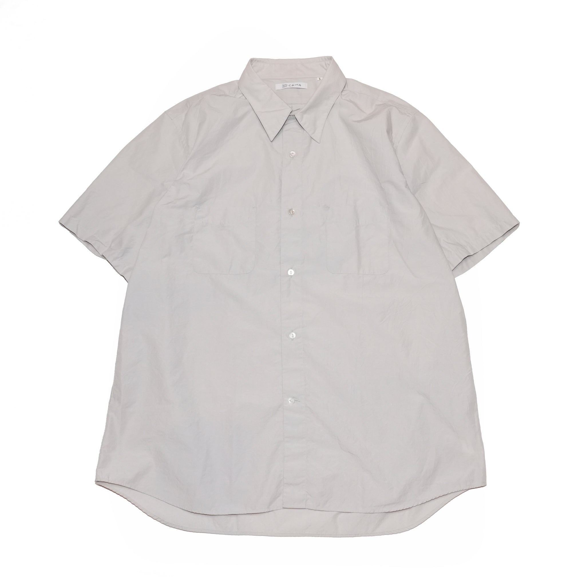 RGS-03_Gray | REGULAR COLLAR S/S SHIRT-NATURAL WASHER | Color:Gray【CATTA SHIRTS_カッタ シャツ】