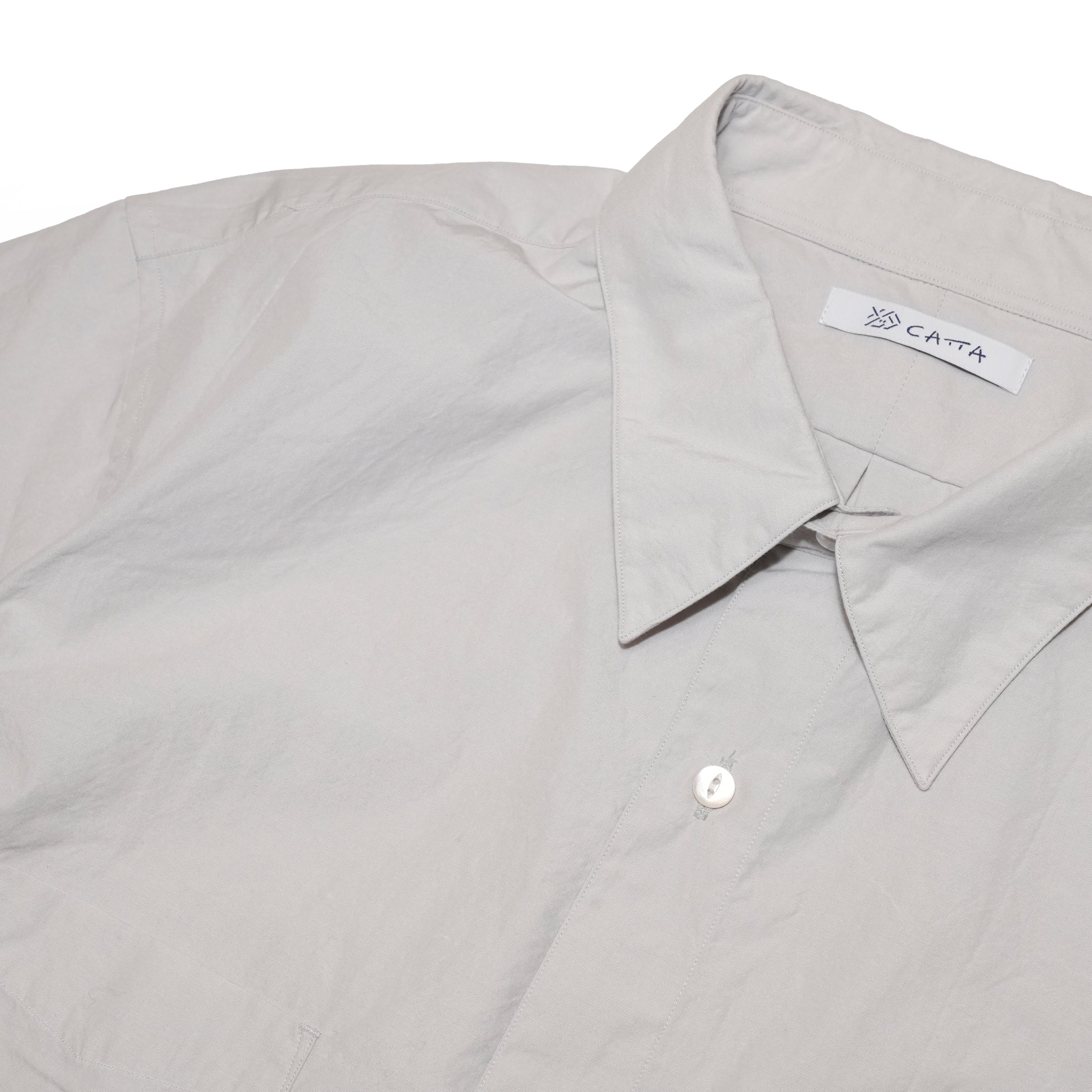 RGS-03_Gray | REGULAR COLLAR S/S SHIRT-NATURAL WASHER | Color:Gray【CATTA SHIRTS_カッタ シャツ】