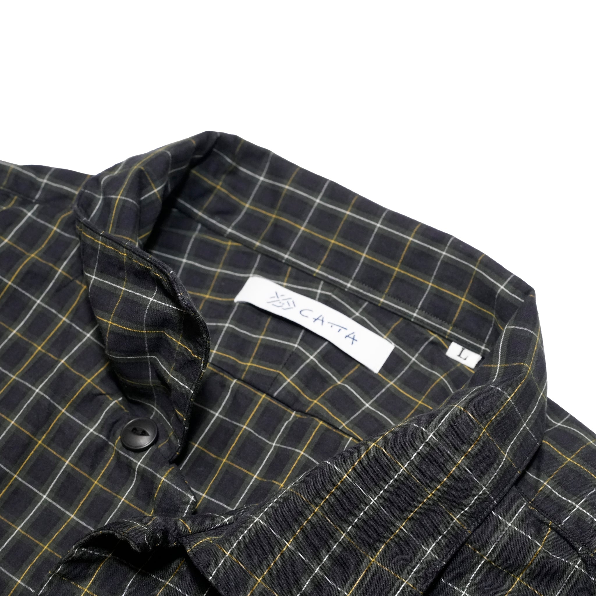 OP-05_Navy | OPEN COLLAR SHIRT-BRITISH CHECK | Color:Navy【CATTA SHIRTS_カッタ シャツ】