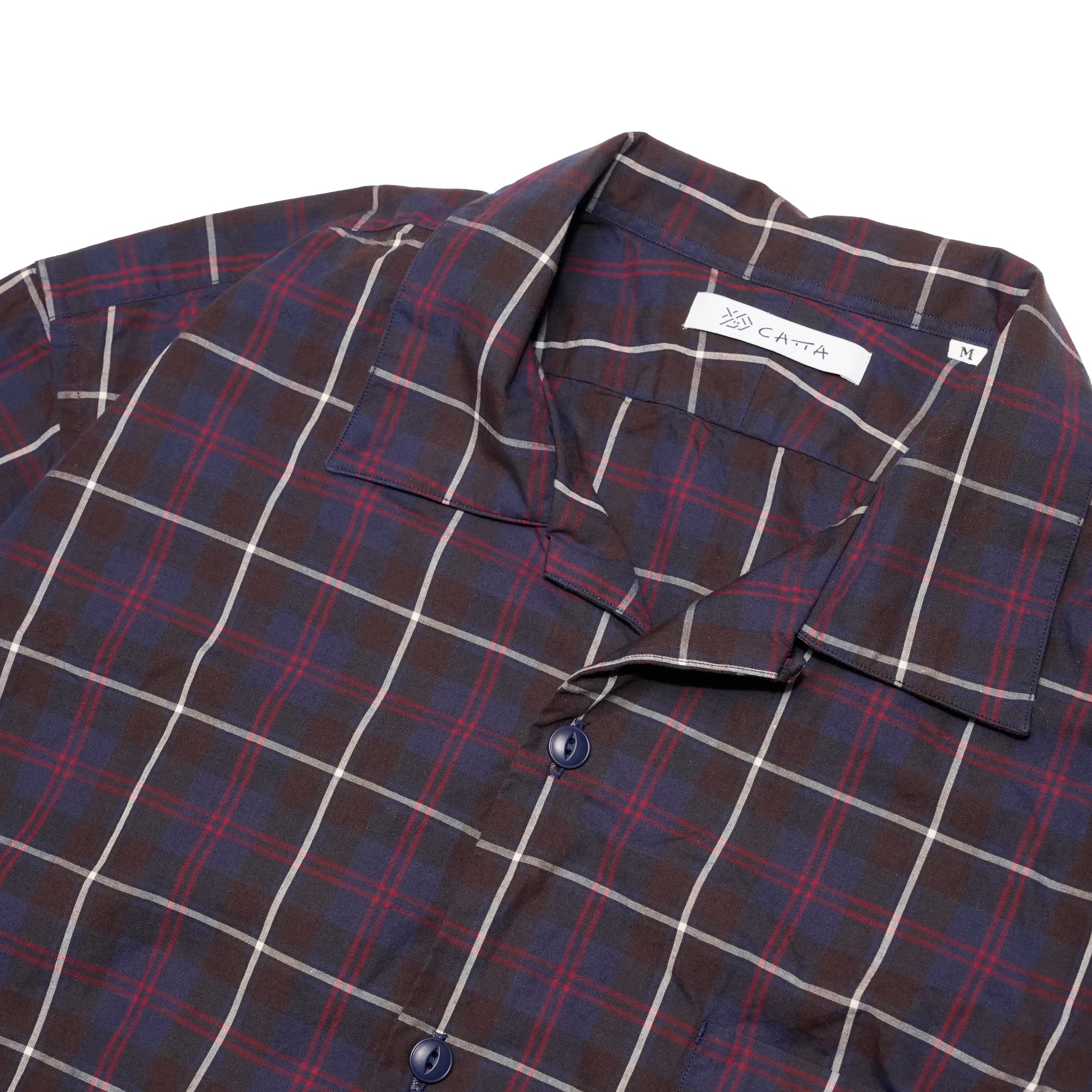 OP-05_Brown | OPEN COLLAR SHIRT-BRITISH CHECK | Color:Brown【CATTA SHIRTS_カッタ シャツ】