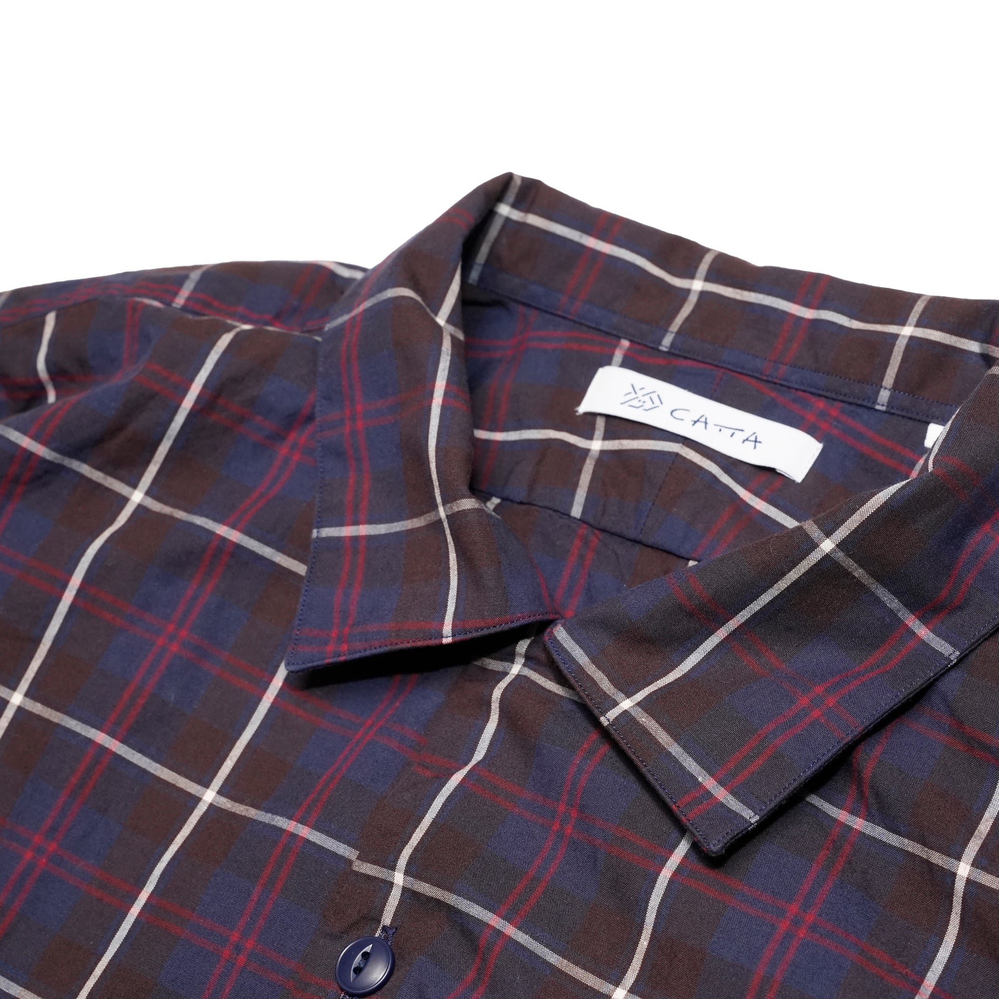 OP-05_Brown | OPEN COLLAR SHIRT-BRITISH CHECK | Color:Brown【CATTA SHIRTS_カッタ シャツ】