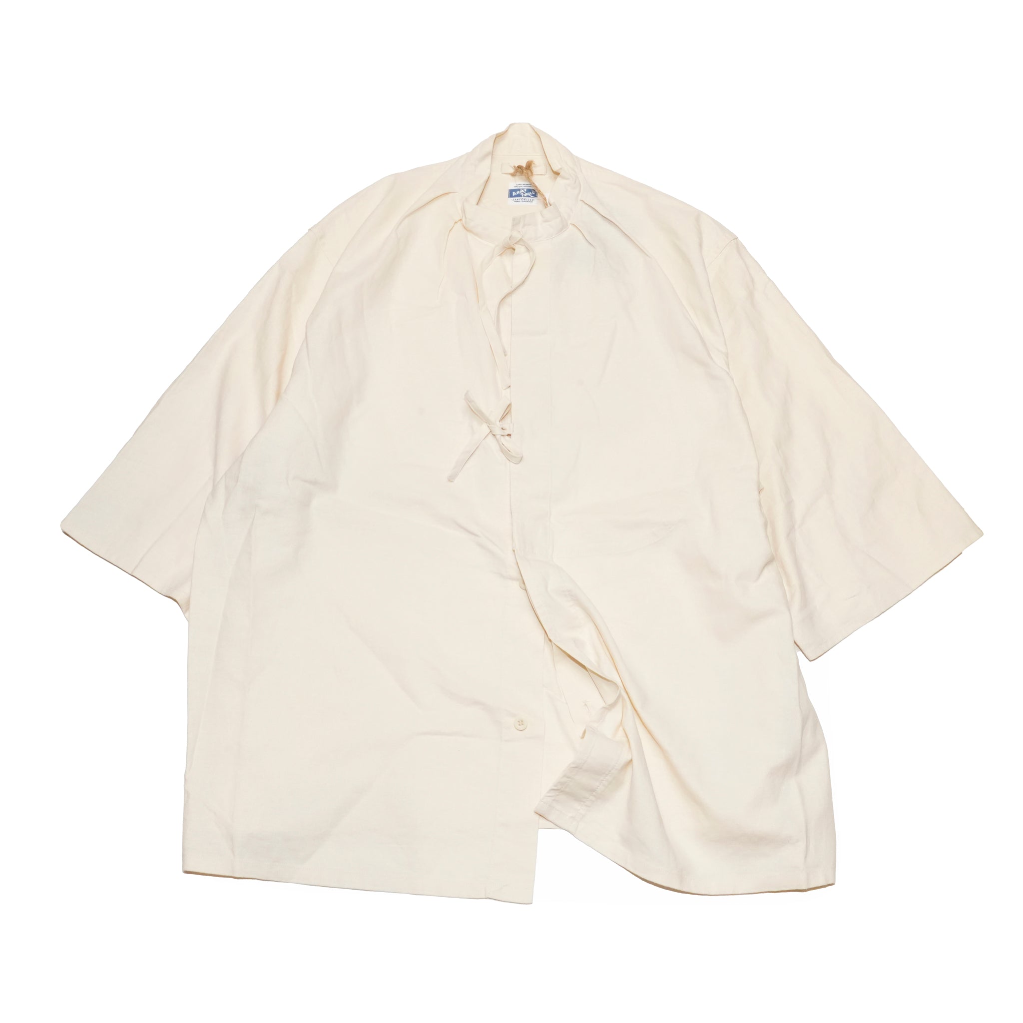 AM-2517009_Ecru | Cotton Linen Slab Half Sleeve Smock Shirt | Color:Ecru【ARMY TWILL_アーミーツイル】