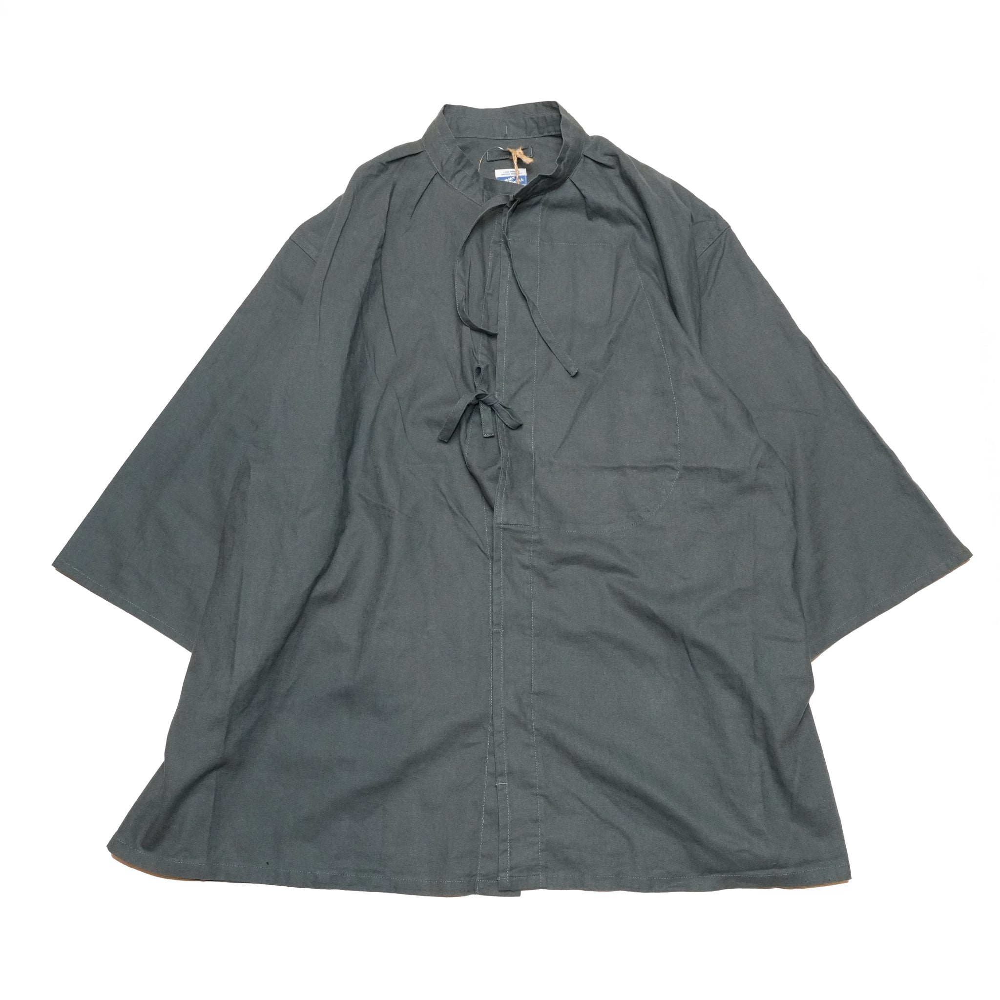 AM-2517009_Charcoal | Cotton Linen Slab Half Sleeve Smock Shirt | Color:Charcoal【ARMY TWILL_アーミーツイル】