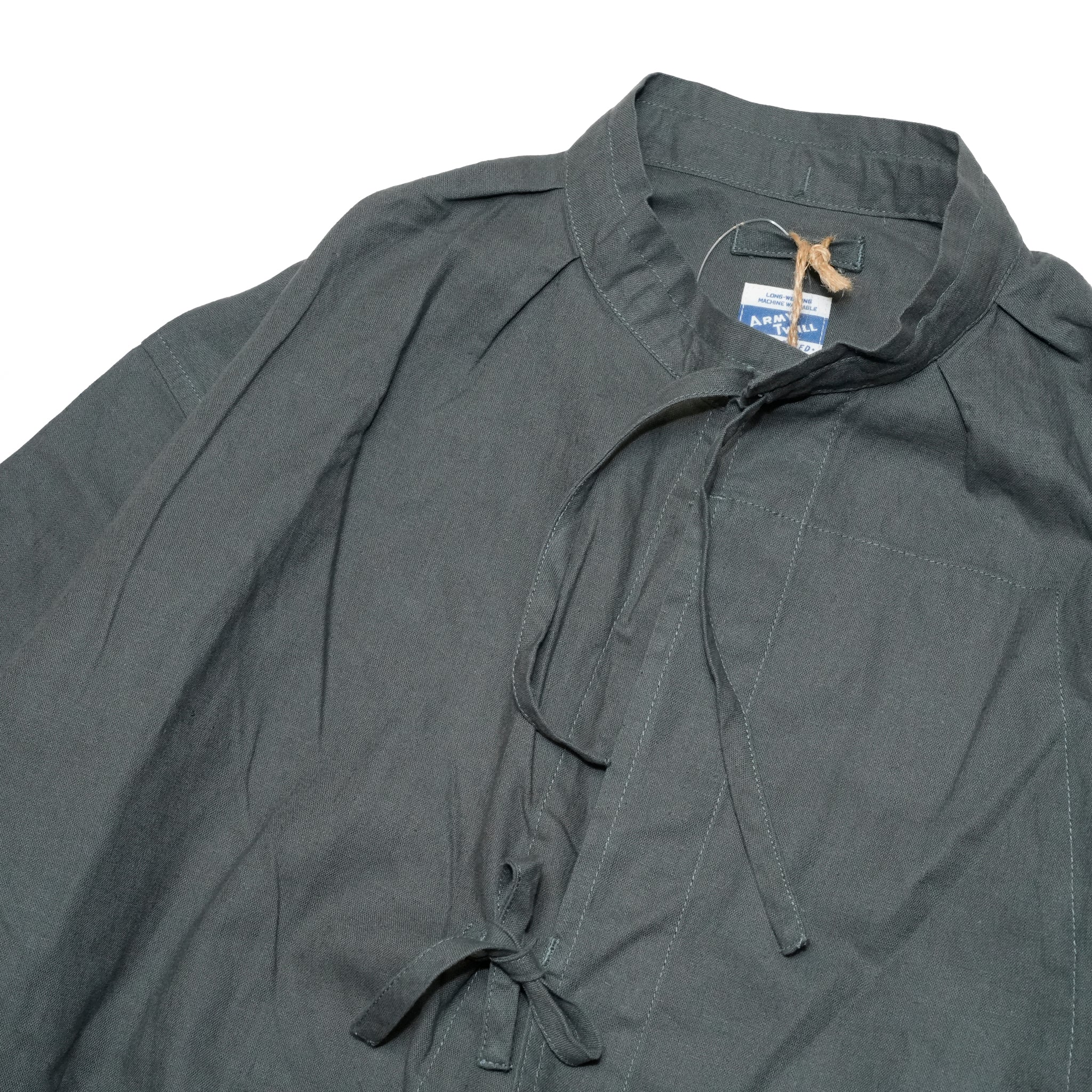 AM-2517009_Charcoal | Cotton Linen Slab Half Sleeve Smock Shirt | Color:Charcoal【ARMY TWILL_アーミーツイル】