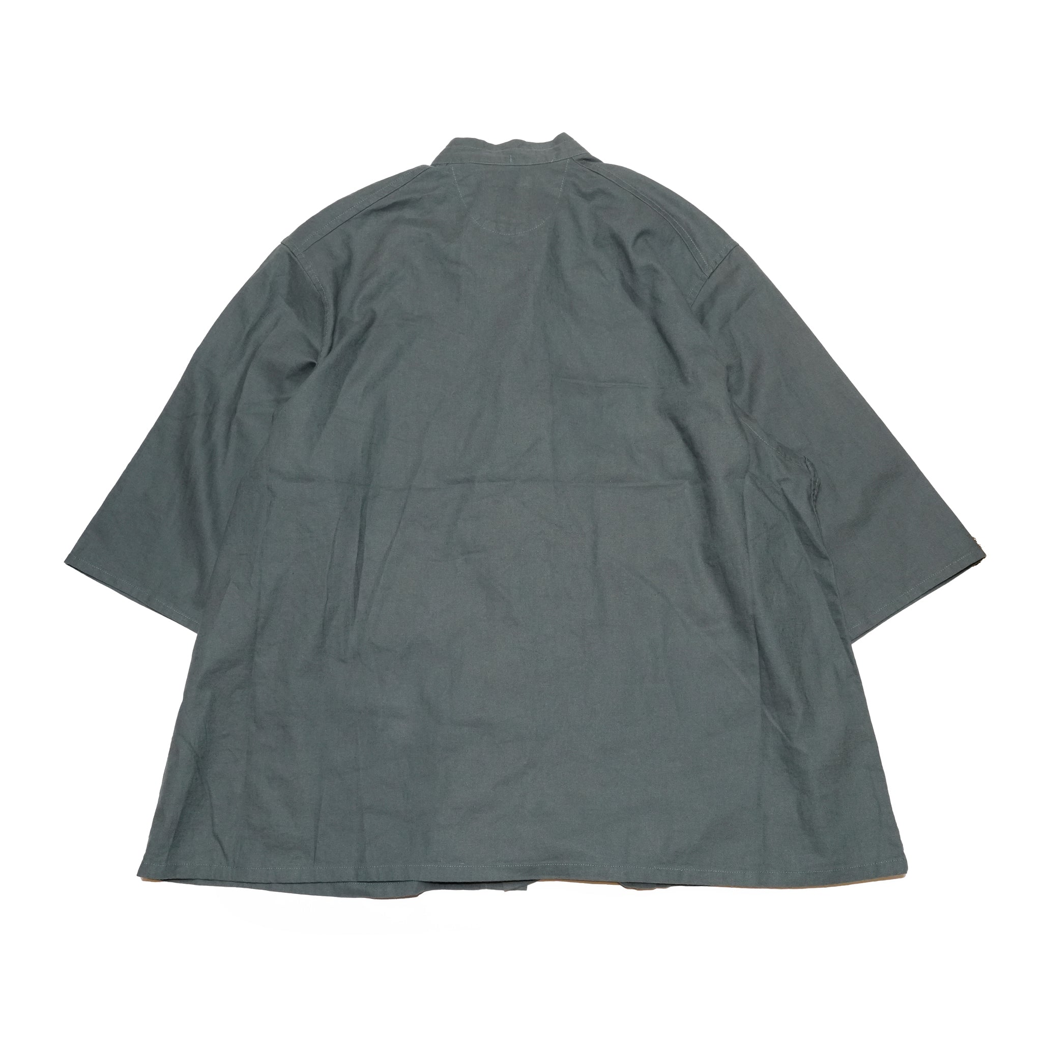 AM-2517009_Charcoal | Cotton Linen Slab Half Sleeve Smock Shirt | Color:Charcoal【ARMY TWILL_アーミーツイル】