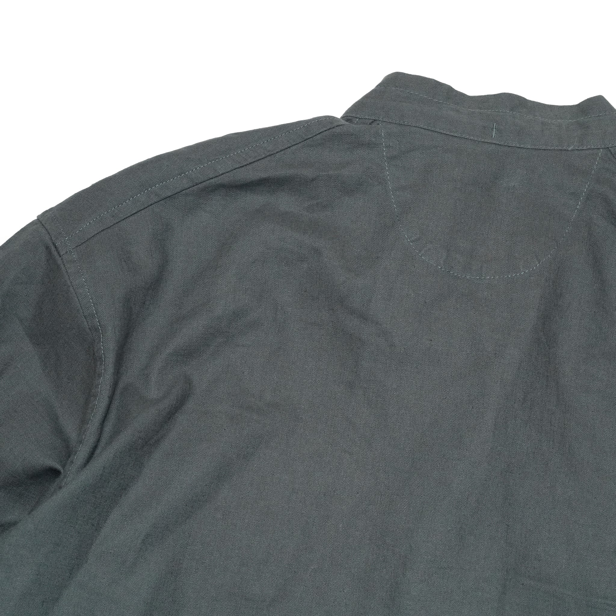 AM-2517009_Charcoal | Cotton Linen Slab Half Sleeve Smock Shirt | Color:Charcoal【ARMY TWILL_アーミーツイル】