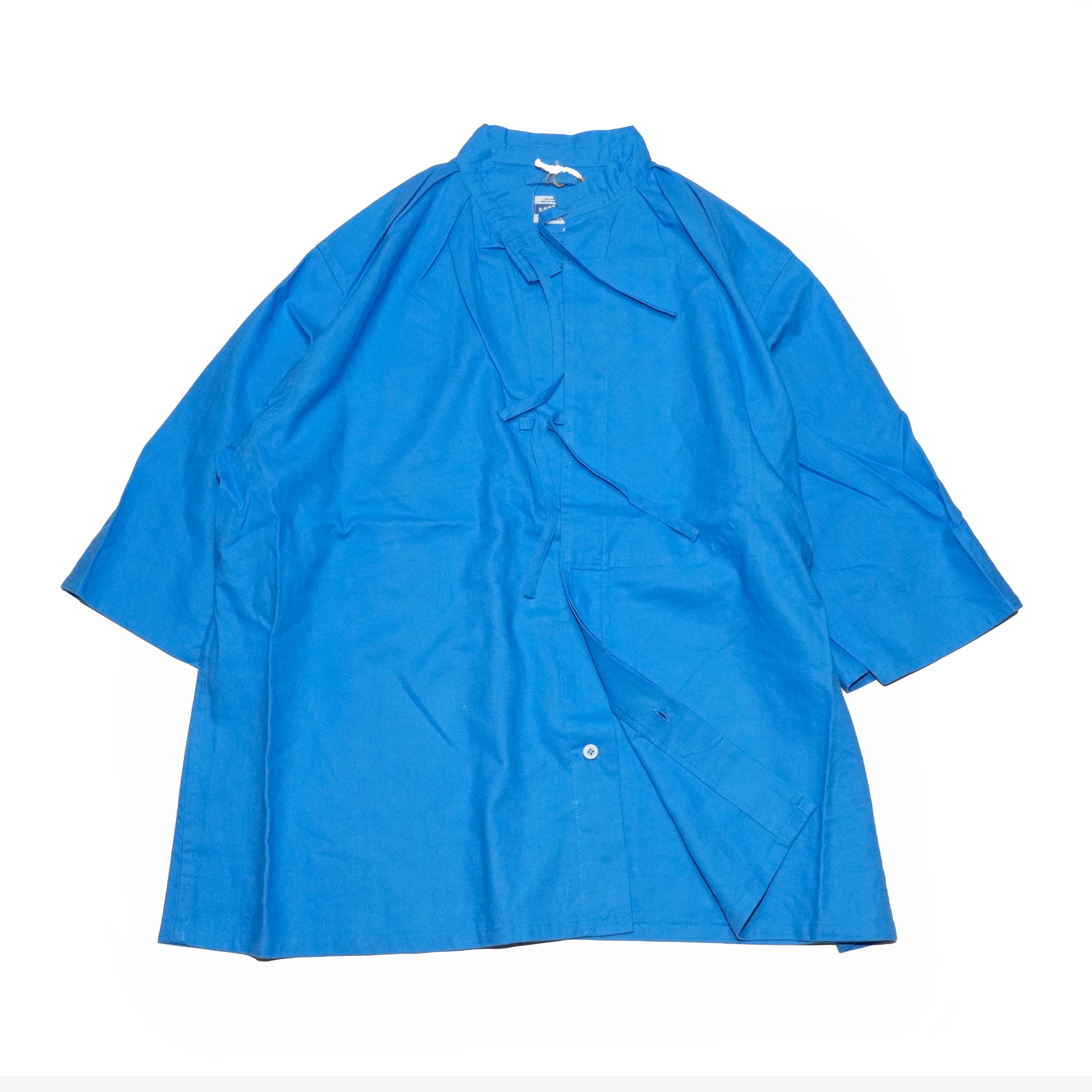 AM-2517009_Blue | Cotton Linen Slab Half Sleeve Smock Shirt | Color:Blue【ARMY TWILL_アーミーツイル】